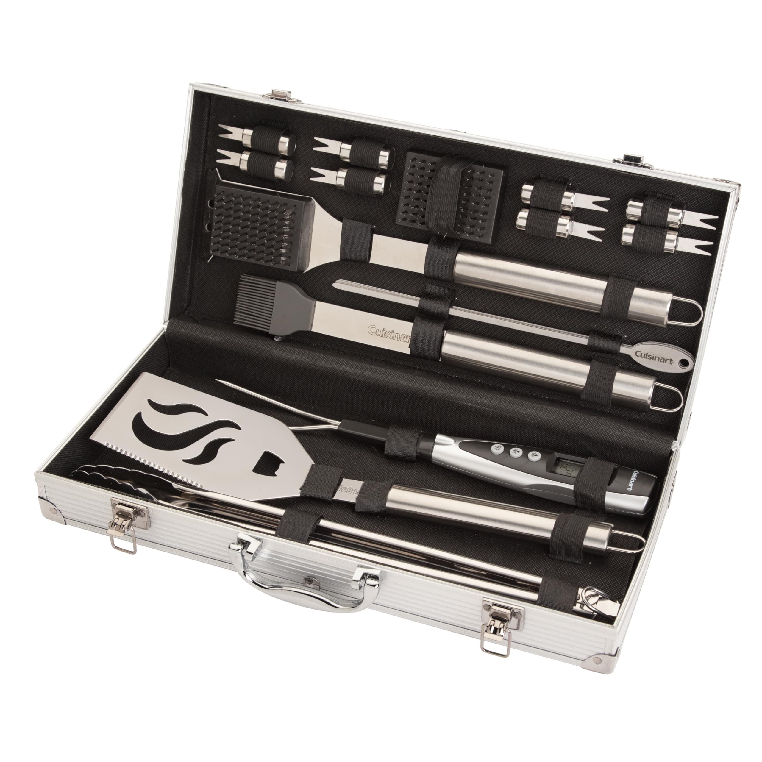 Cuisinart Deluxe Grill Tool Set, 20-Piece Grill Set, BBQ Accessories with Aluminum Case, Stainless Steel Grilling Accessories, BBQ tools, Grilling Gifts for Men, Father’s Day Gifts for Dad Husband 20-Piece Set