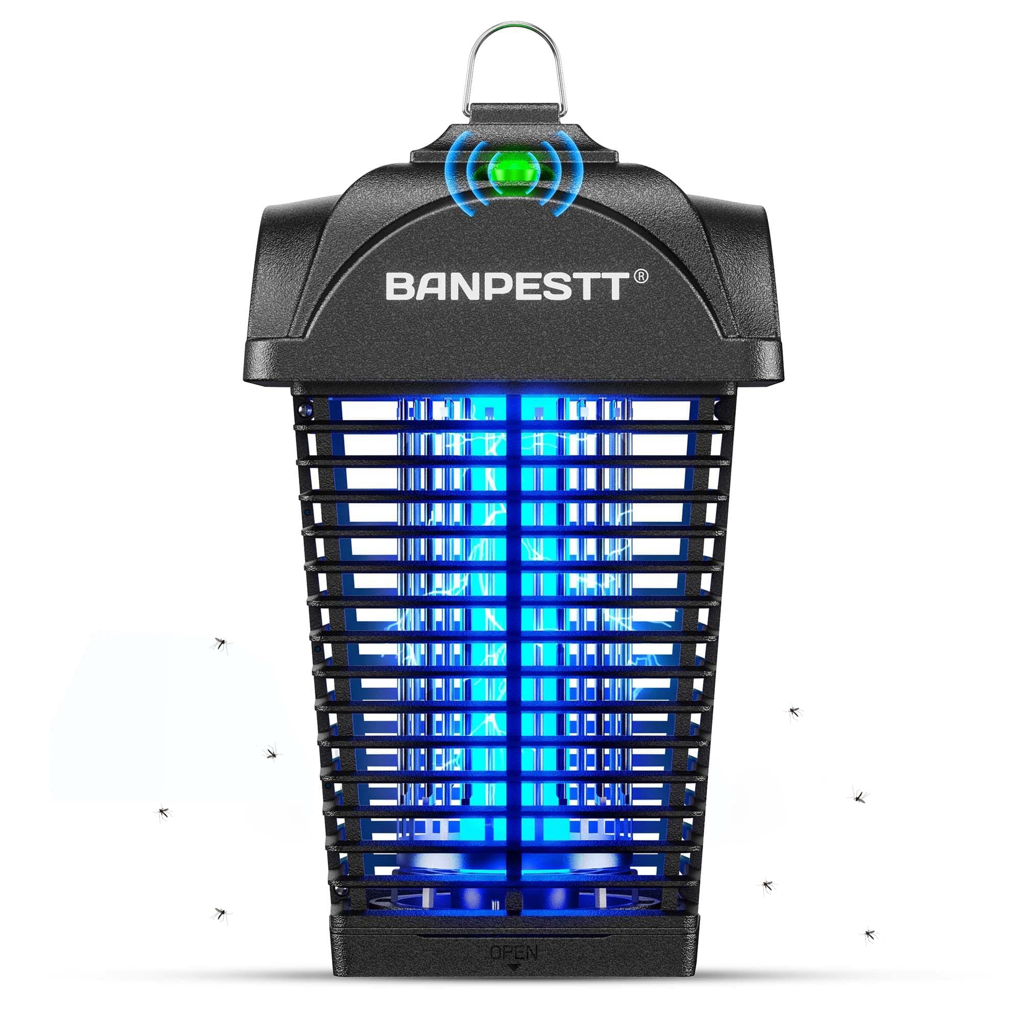 BANPESTT Bug Zapper Outdoor, Mosquito Zapper with Dusk-to-Dawn Light Sensor, Waterproof Fly Zapper, Electric Mosquito Killer for Garden, Patio, Balcony, Courtyard(Black Modern