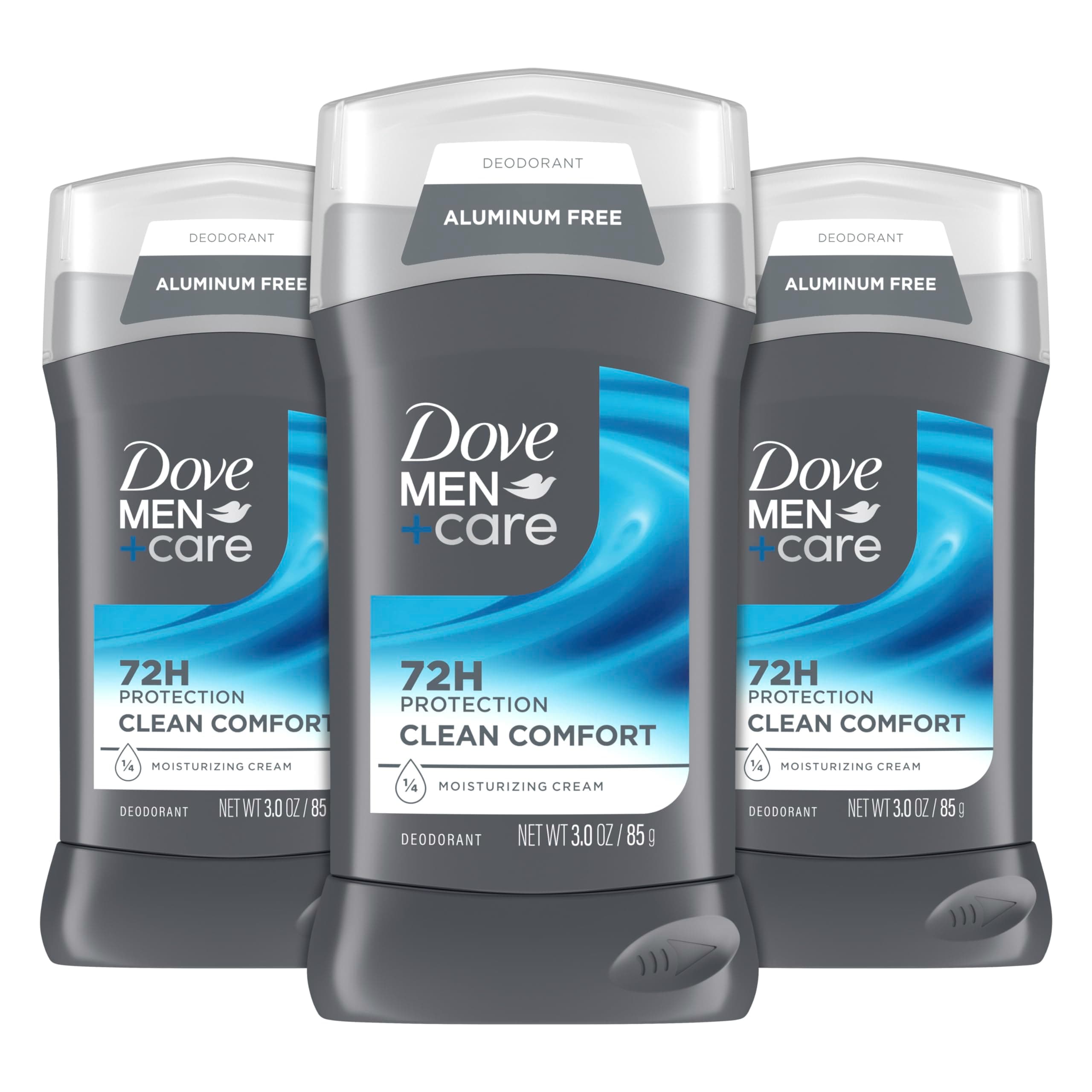 Dove Men+Care Deodorant Stick for Men Clean Comfort Pack of 2 Aluminum Free 72-Hour Odor Protection Mens Deodorant with 1/4 Moisturizing Cream 3 oz