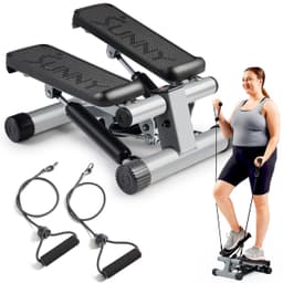 Sunny Health & Fitness Mini Stepper for Exercise at Home, Stair Step Workout Machine with Resistance Band and Over 300lb Weight Capacity, Optional Twist Motion and Free SunnyFit App Connection Classic