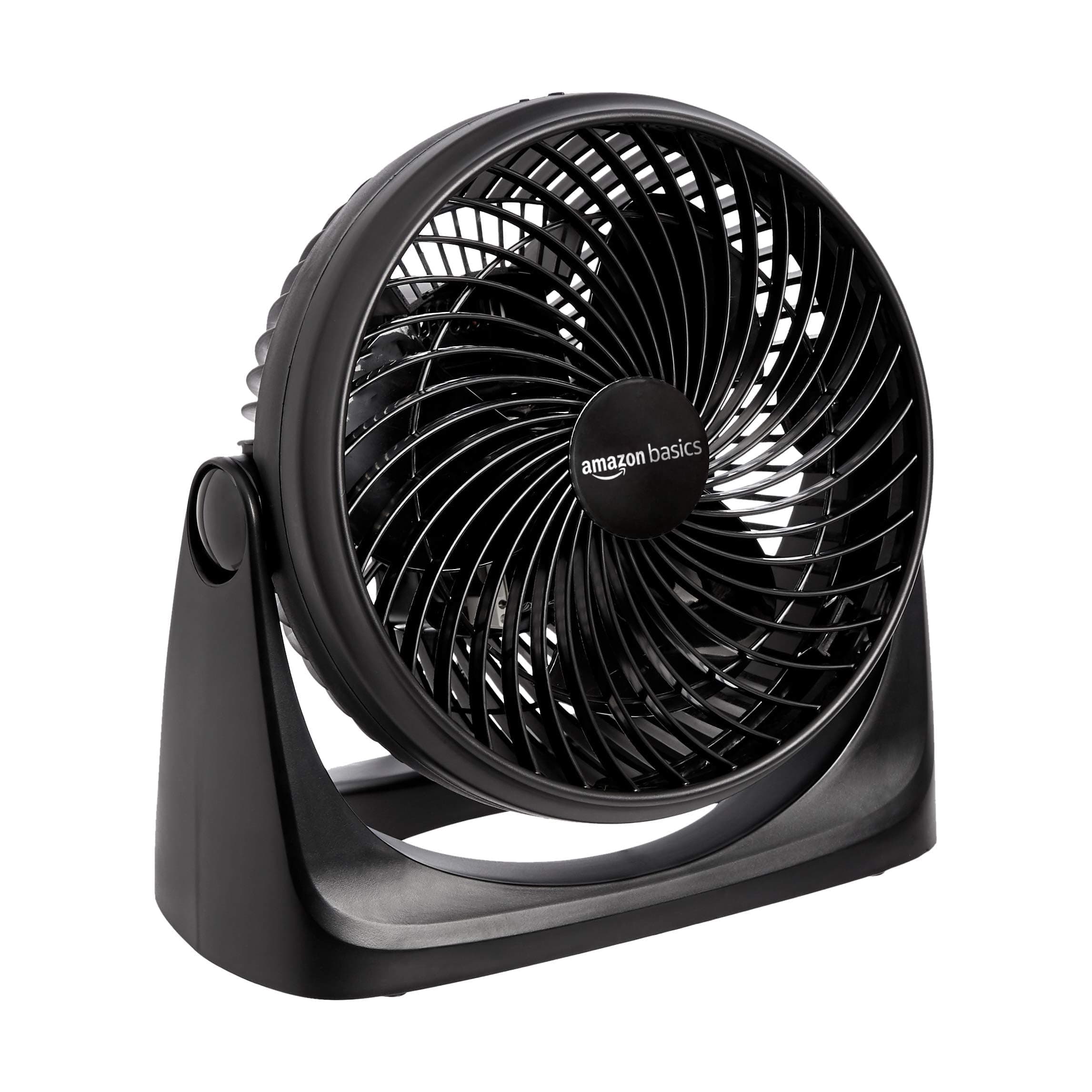 Amazon Basics Air Circulator Fan, Desk Fan for Bedroom, Home and Office, With 90-Degree Tilt Head, 3 Speed Settings, Lightweight (3 LBS), 35 Watts, Black, 11.1"W x 6.3"D x 10.9"H