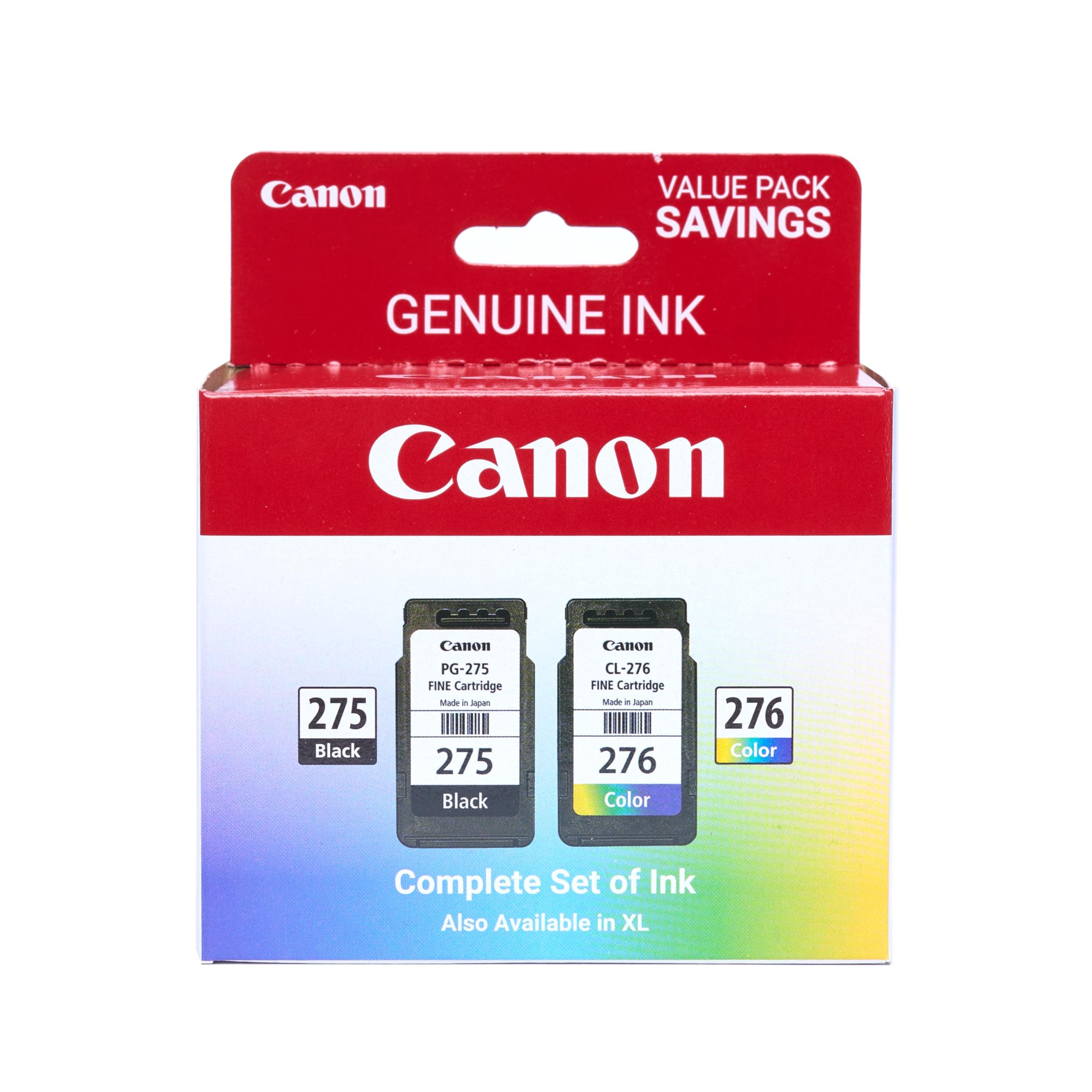 Canon PG-275 / CL-276 Genuine Ink Value Pack (2 Cartridges), Compatible with TS3520/3522/4722/3720/3722, TR4720 MULTI PACK