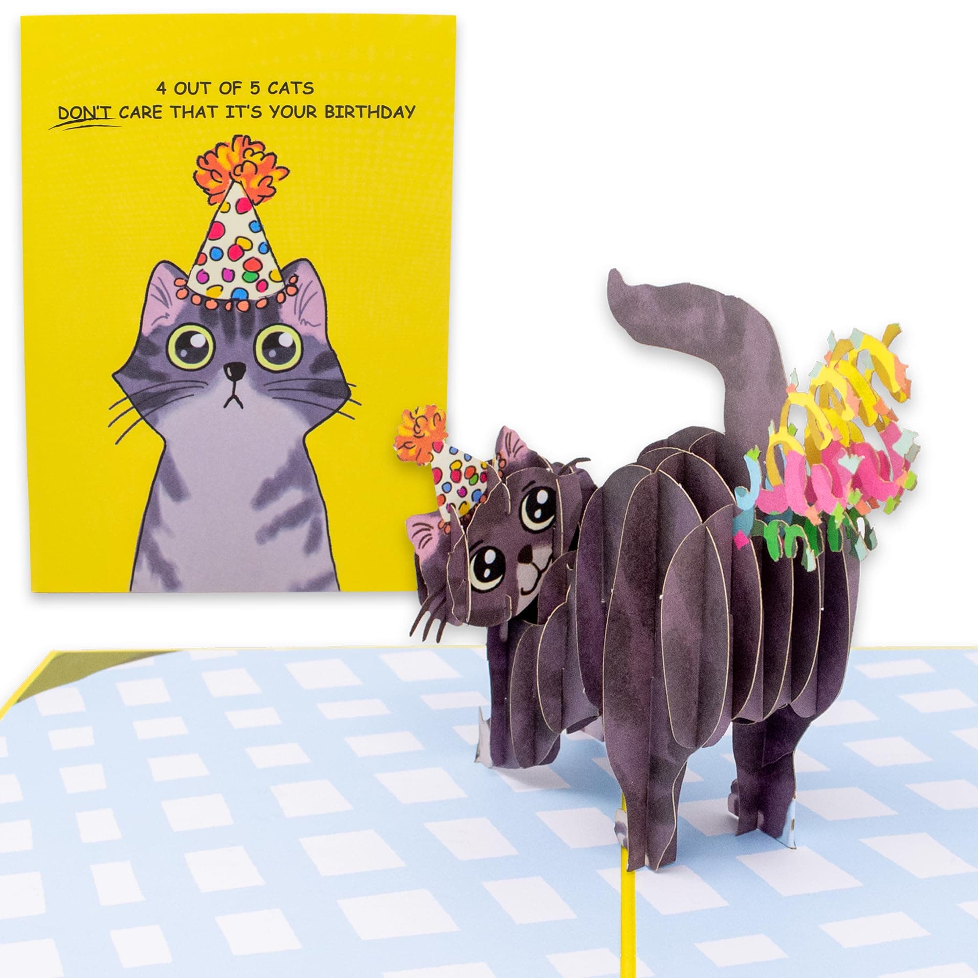 Dirty Pop Cards,Purr-fect Pop Up Birthday Card, 3D Cat Farting Confetti Funny Birthday Card, Cat Mom or Dad Bday Popup Cards for Husband, Wife, Friend, and Every Cat Lover, 1 Notepaper, 1 Envelope Purr-fect Birthday