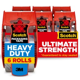 Scotch Heavy Duty Shipping Packing Tape, Clear, Packing Tape for Moving Boxes and Packaging Supplies, 1.88 in. x 22.2 yd., 6 Roll Dispensers, Moving Supplies 6 Count 6 Rolls