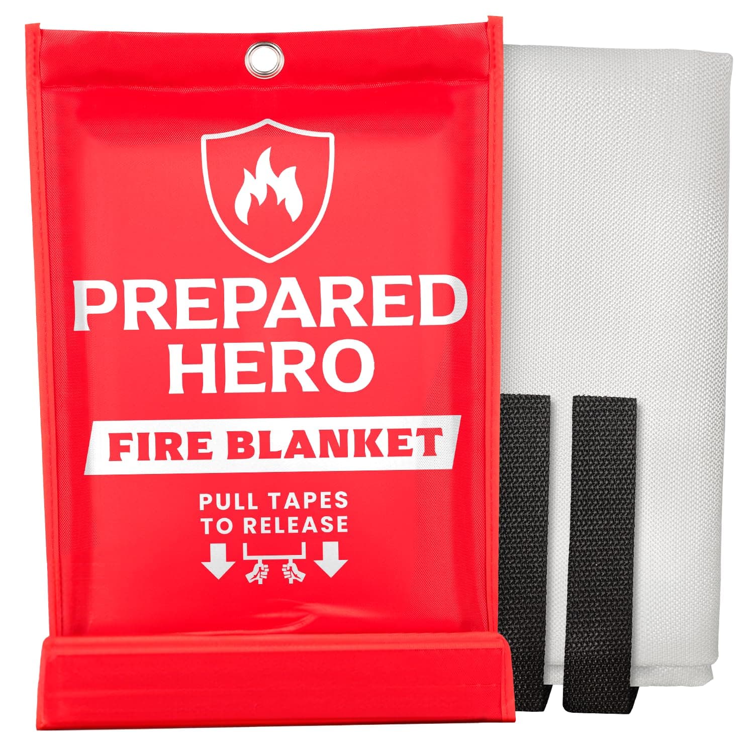 Prepared Hero Emergency Fire Blanket - 1 Pack - Fire Suppression for Kitchen, 40” x 40” Fiberglass Fire Blanket for Home 1-pack Red