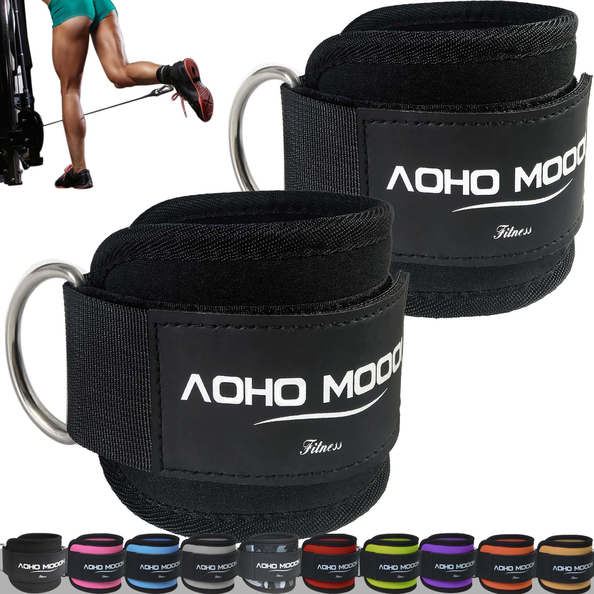 Comfortable Adjustable Ankle Straps for Cable Machines Women, Gym Workout Leg Strap, Glute Cuff, Ankle Cuffs for Glute Workouts, Foot Straps for Kickback, One Size Fit All Black Pair