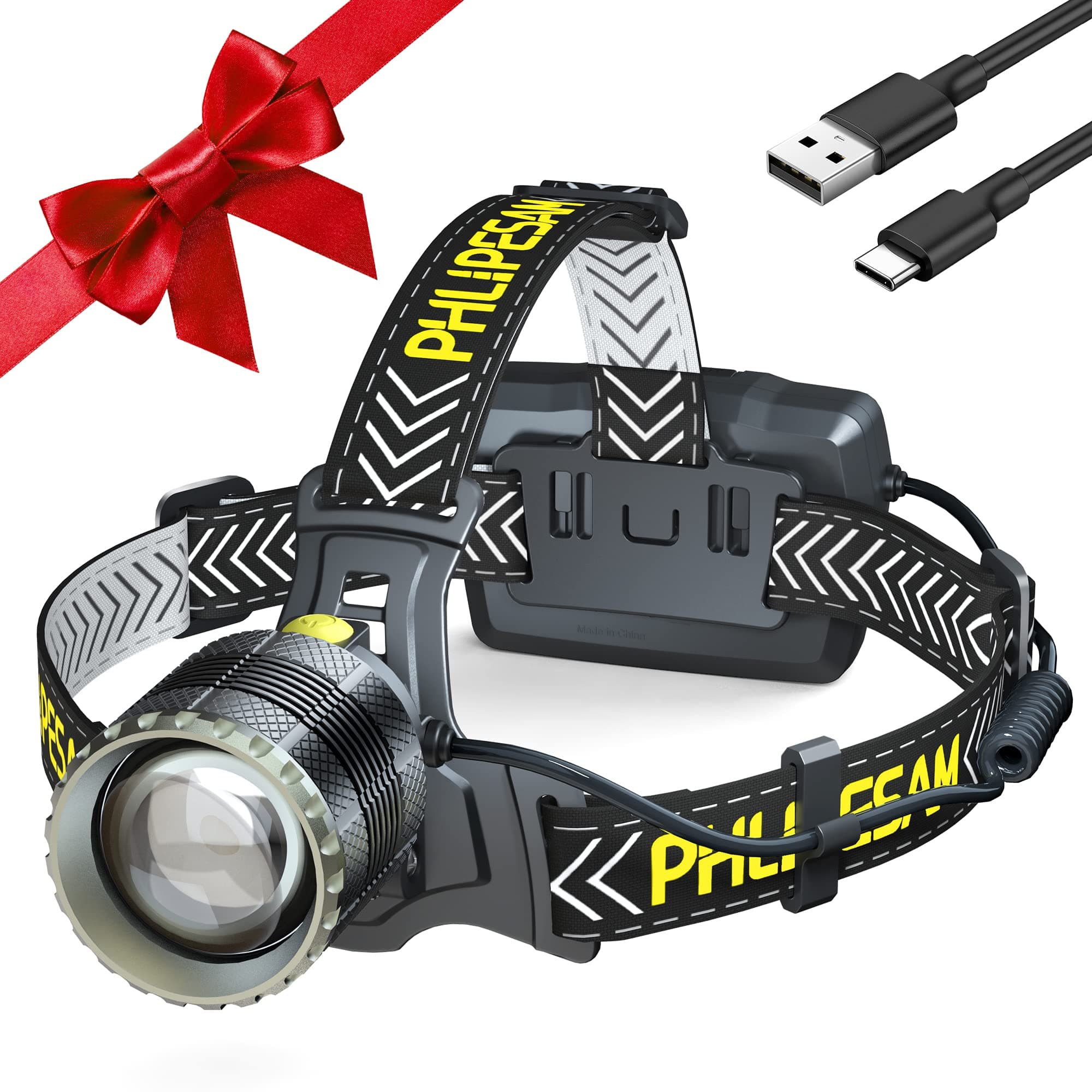 150000LM 8 Modes Headlamp Sensor Function,15H Long Battery Life Detachable,IP68 Waterproof Zoom LED Head Lamp & 90°Angle Adjustable for Outdoor Camping Running Hunting Reading,(X8-1-upgade)