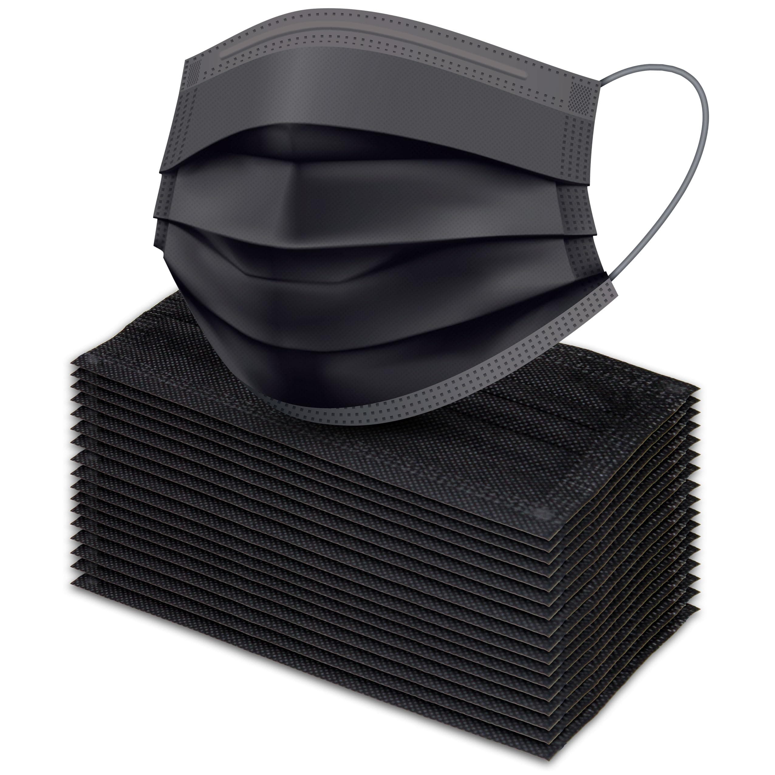 Premium Pack of 100 Single Use Disposable Face Mask Black