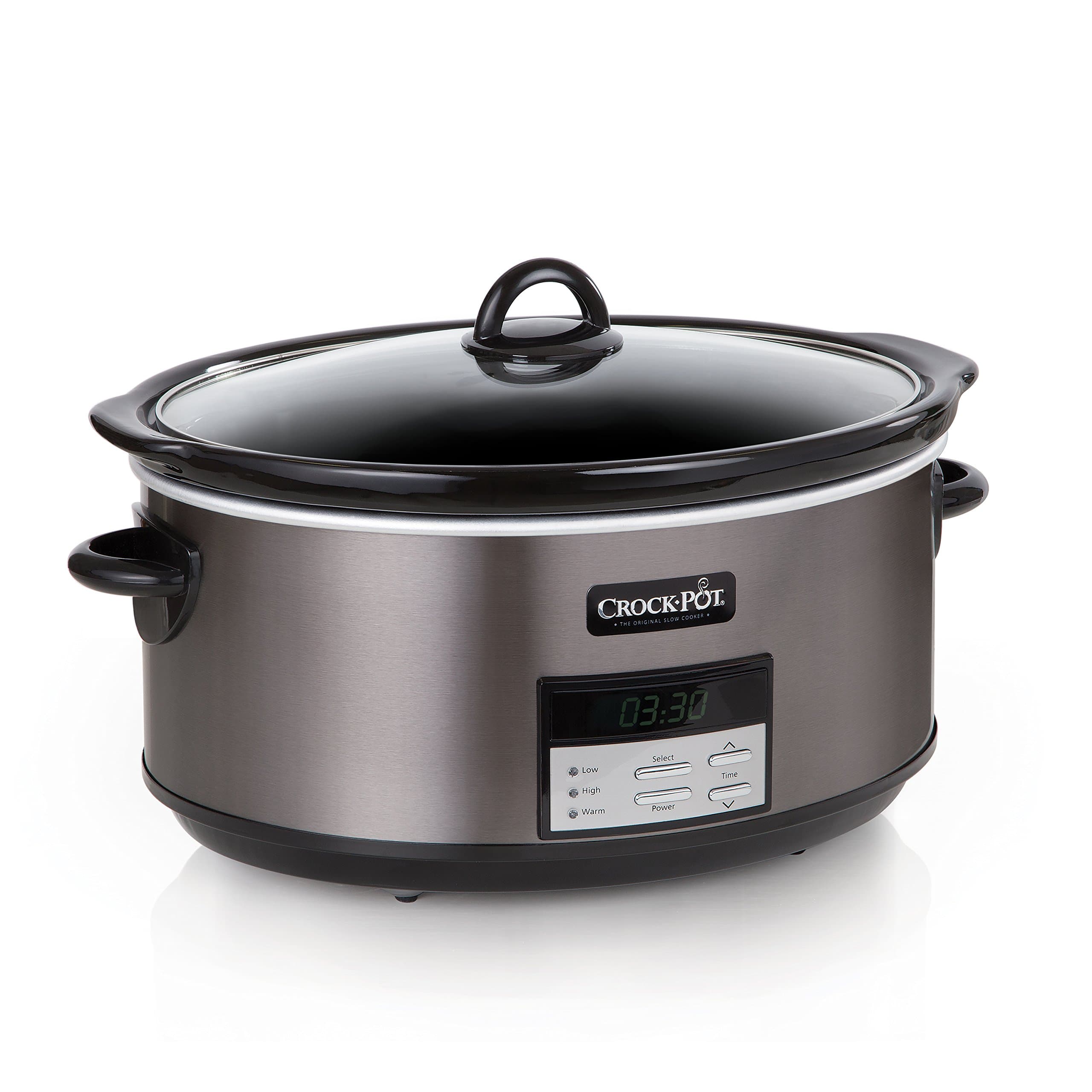 Crock-Pot Large 8-Quart Programmable Slow Cooker with Auto Warm Setting Black Stainless Steel Black 8 Quarts