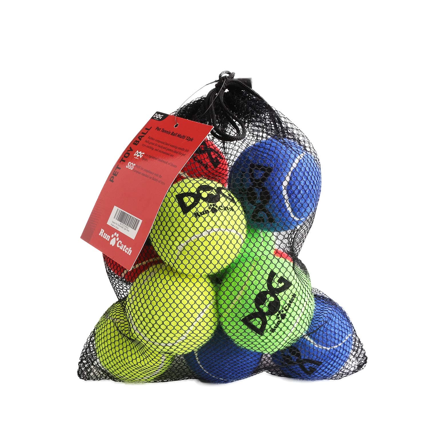 Tennis Balls for Dogs - 12 Pack 2.5'' Durable Non-Toxic Outdoor Dog Toys Balls with Mesh Bag, SGS Certified, Colorful Fetch Toys, Medium Large Breeds (Non Squeaky) Non-Squeaky - Pack of 12 Medium