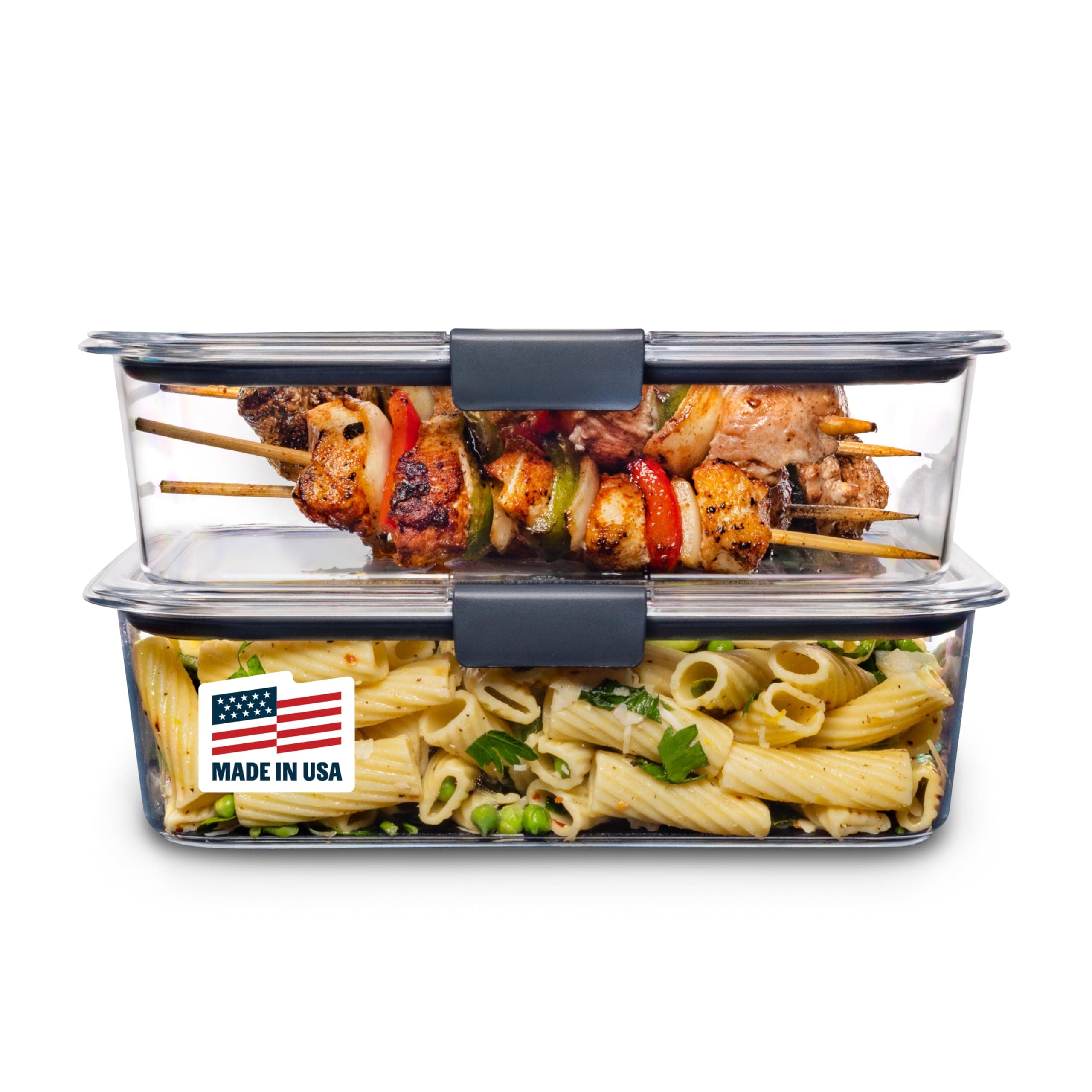 Rubbermaid Brilliance BPA-Free Food Storage Containers with Lids, Airtight Clear Set of 2 (9.6 Cup), Ideal for Lunch, Meal Prep, and Leftovers Set of 2 (9.6 Cup) Containers