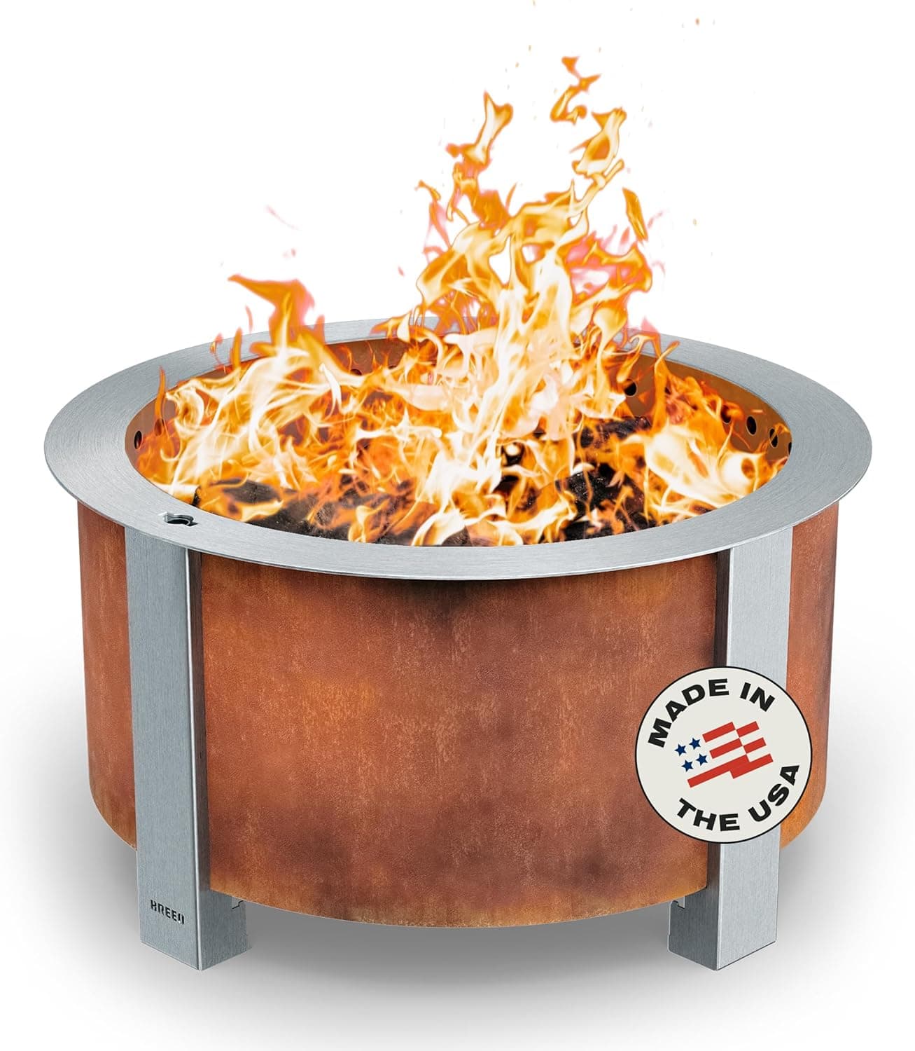 Breeo Smokeless Fire Pit (X Series 24, Corten Steel) | 27.5 inch Smokeless Firepit for Outside | 62 Pounds | Ideal for Families, Gifts for Dad | Compatible with Wide Range of Breeo Accessories X Series 24 Corten Steel