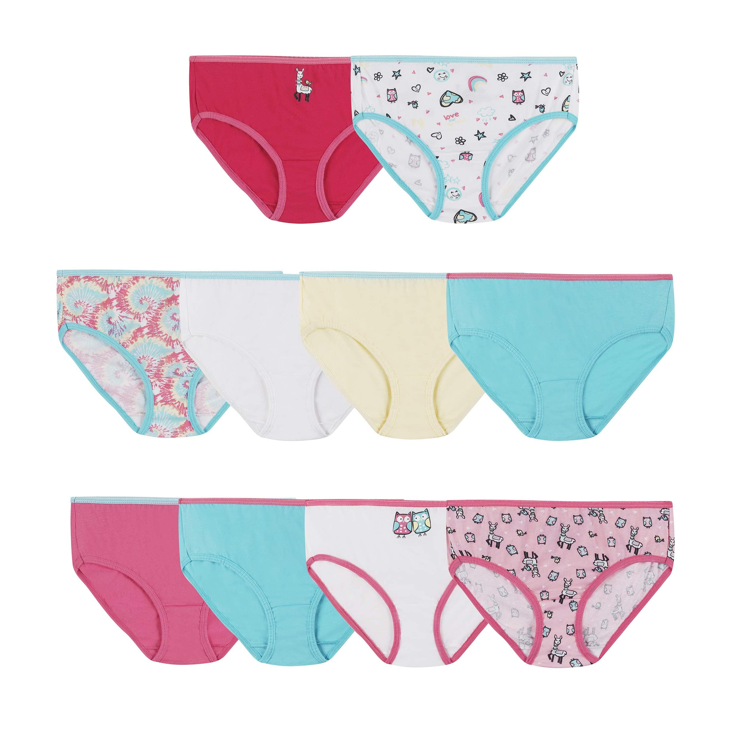 Hanes girls And Toddler Underwear, Cotton Knit Tagless Brief, Hipster, and Bikini Panties, Multipack (Colors May Vary) 6 Briefs - Assorted - 10 Pack