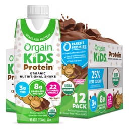 Orgain Organic Kids Protein Nutritional Shake, Chocolate - 8g of Protein, 22 Vitamins & Minerals, Fruits & Vegetables, Gluten Free, Soy Free, Non-GMO, 8.25 Fl Oz (Pack of 12) Chocolate 8.25 Fl Oz (Pack of 12)