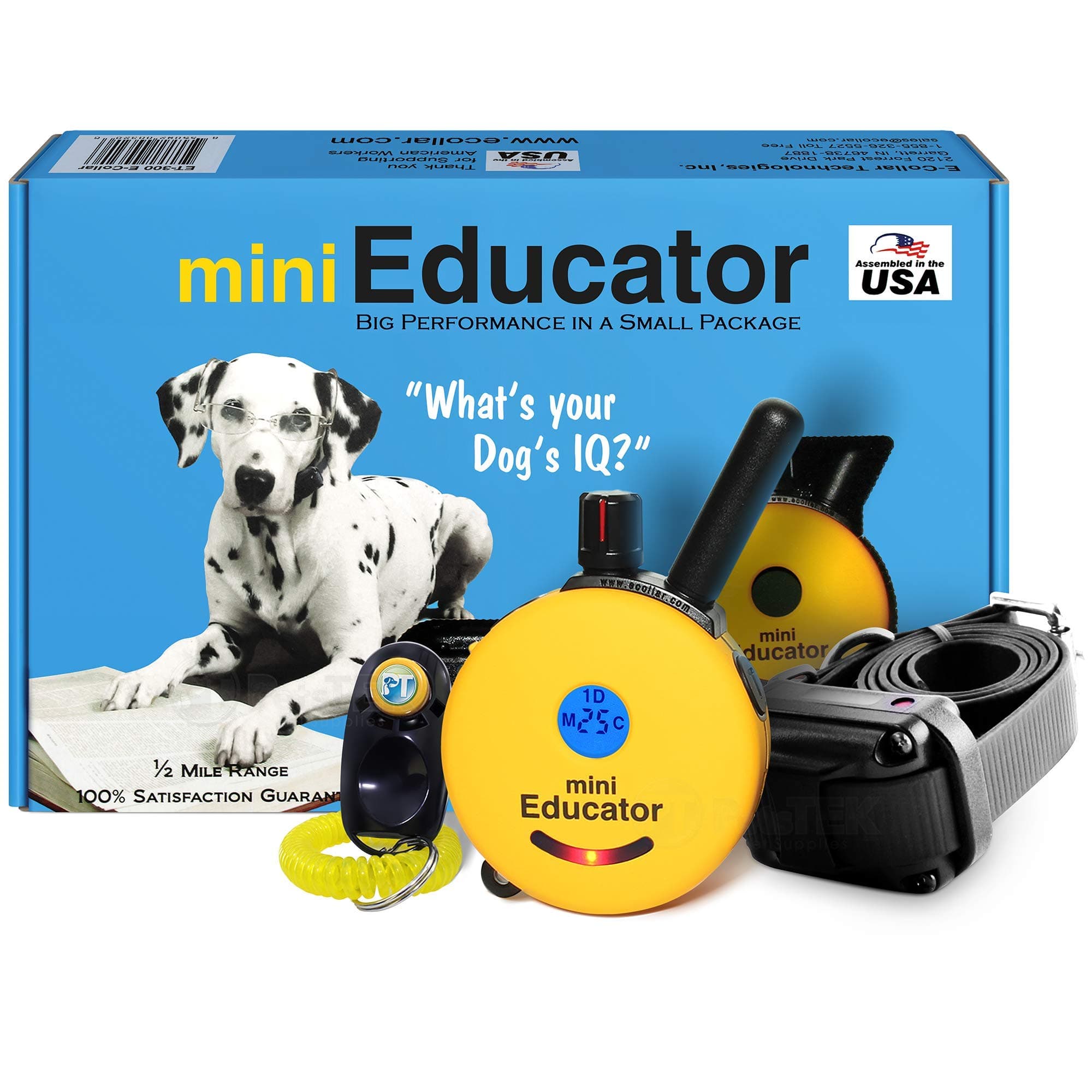 Educator ET-300 Mini E Collar for Dog Training with Remote - 1/2 Mile Range, Waterproof, 100 Blunt Stimulation Levels, Tone or Vibration Mode, Night Light Tracking for Small, Medium & Large Dogs 1-Dog (ET-300)