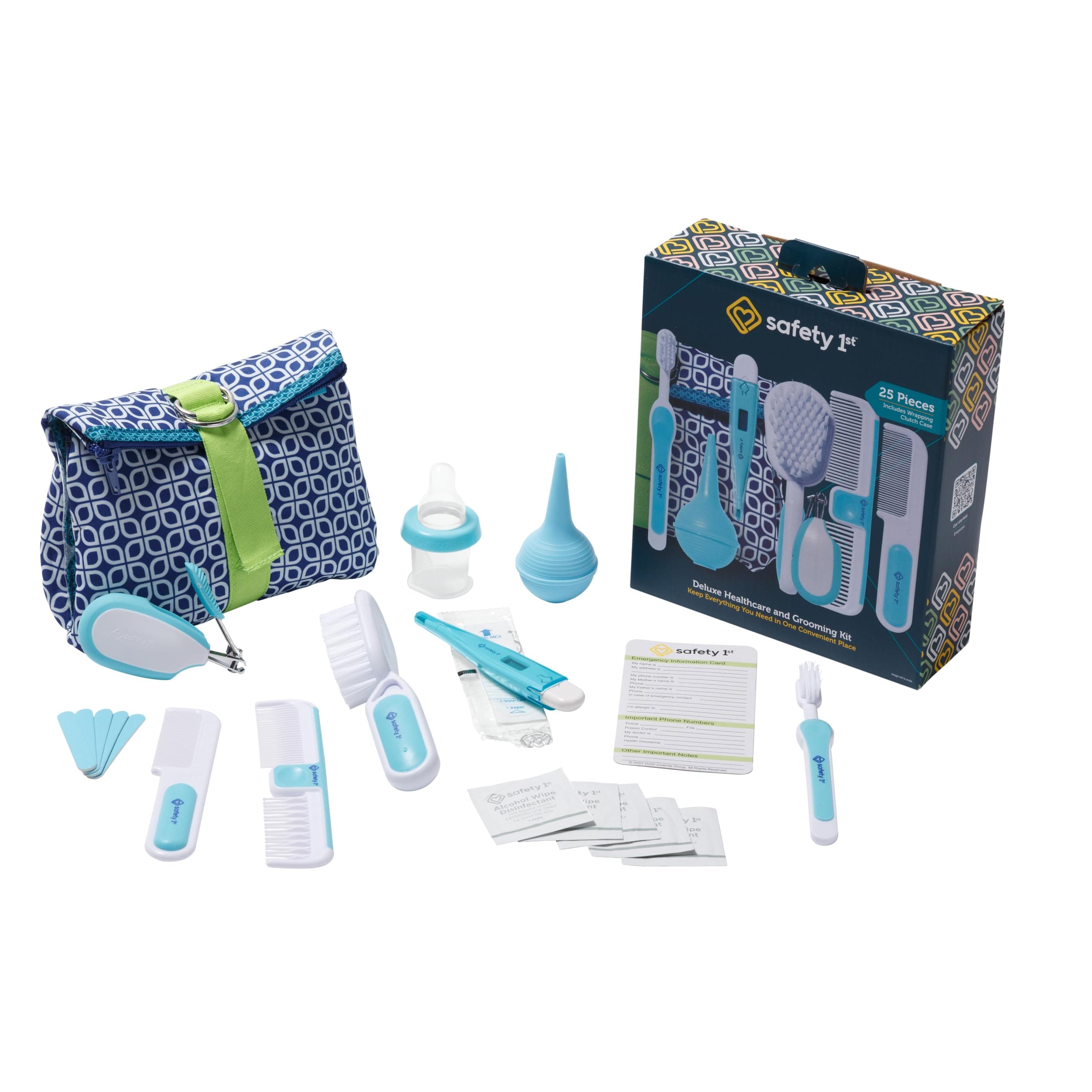 Safety 1st Deluxe Baby Healthcare and Grooming Kit, Arctic Blue, Newborn Baby Essentials, One Size, 25 Pieces Arctic Blue 25 Piece Set 25 Pieces