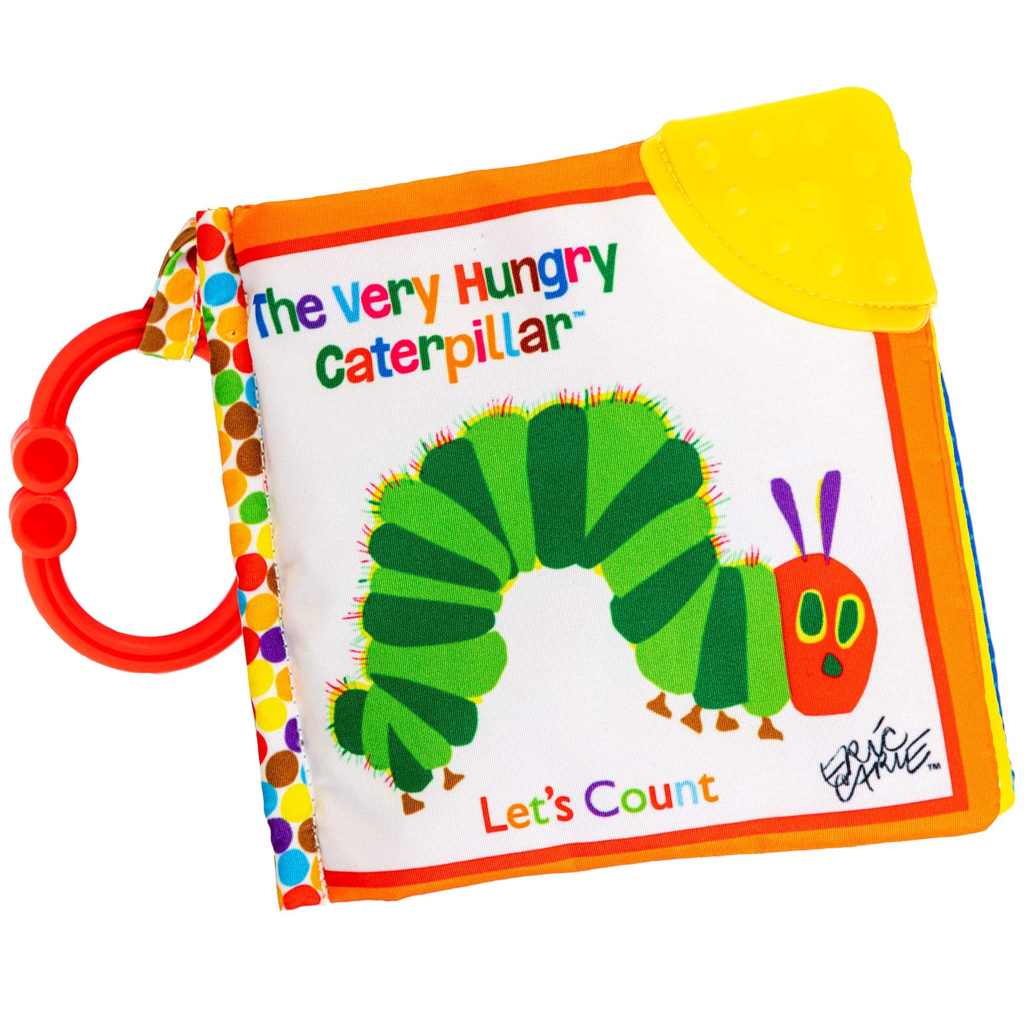 Let's Count Soft Book - World of Eric Carle the Very Hungry Caterpillar Baby on the Go Clip Teething Crinkle Soft Sensory Book for Babies, 5.25x5.25 Inch The Very Hungry Catepillar