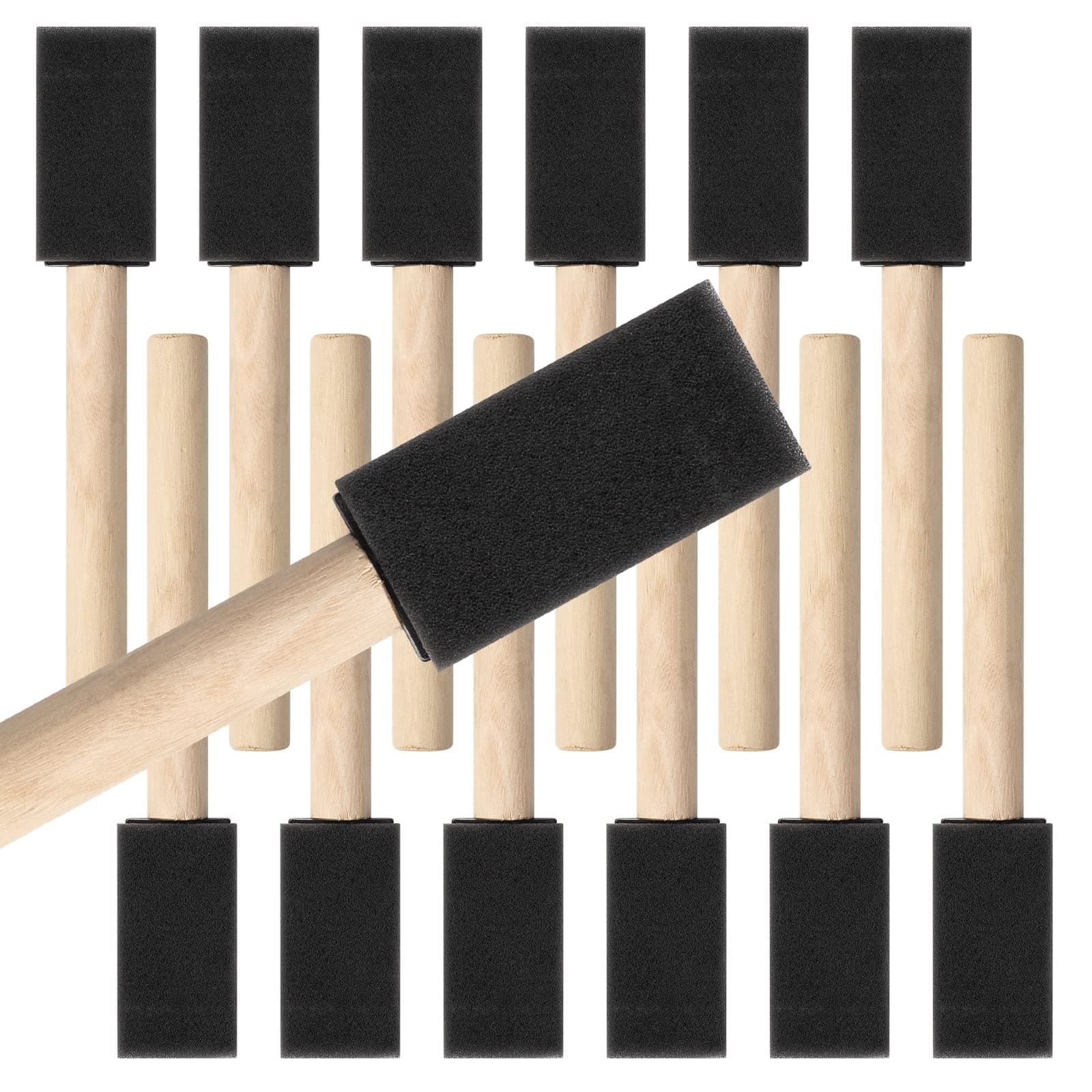Mister Rui Poly Foam Paint Brushes, 12 Pack, 1 Inch Sponge Brushes for Painting, Paint Sponges Set, Light and Durable, Ideal for Painting and Cleaning Foam Brush Set | Pack of 12