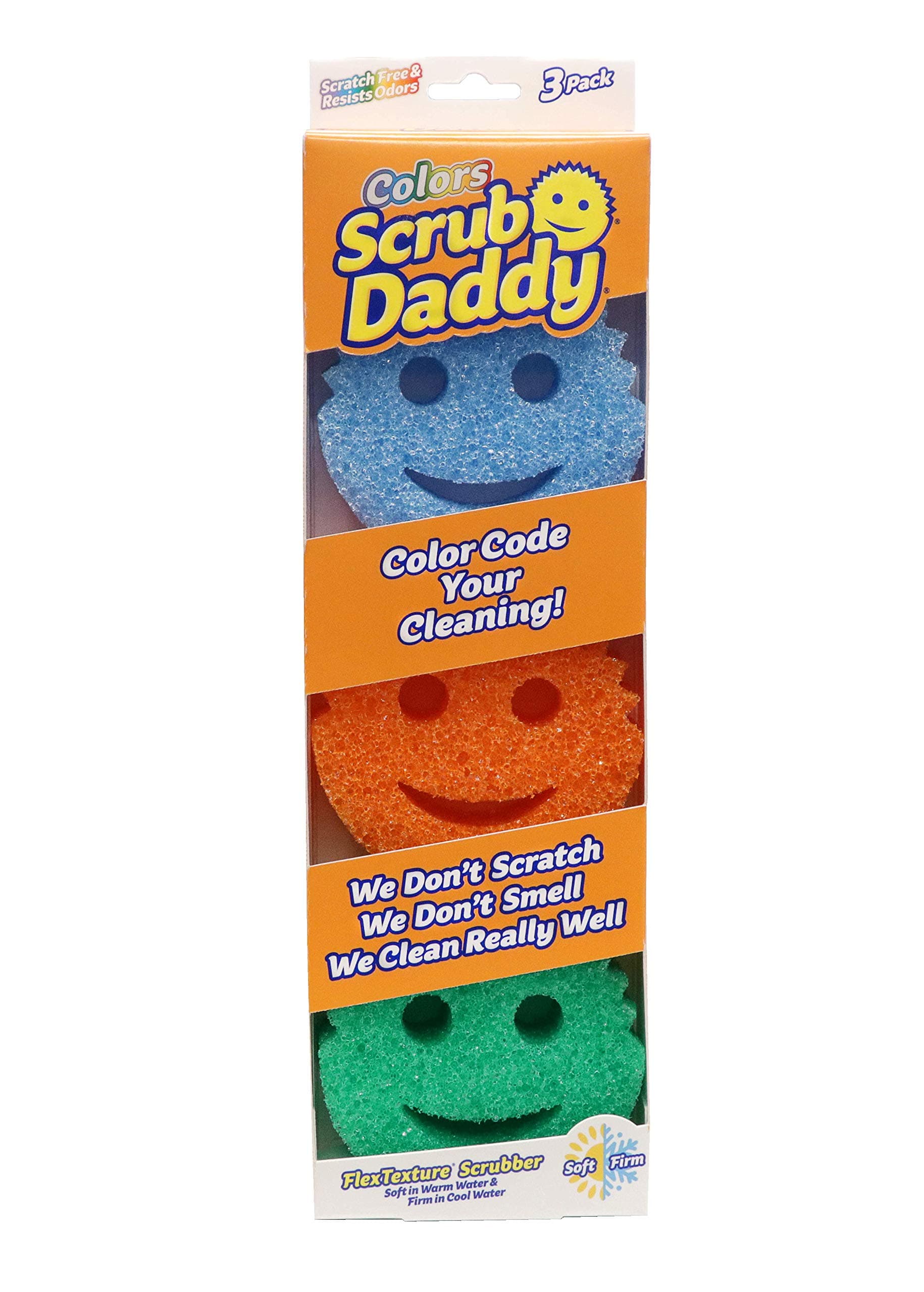 Scrub Daddy Color Sponge (3 Pack) 3 Count (Pack of 1) Scrub Daddy Colors