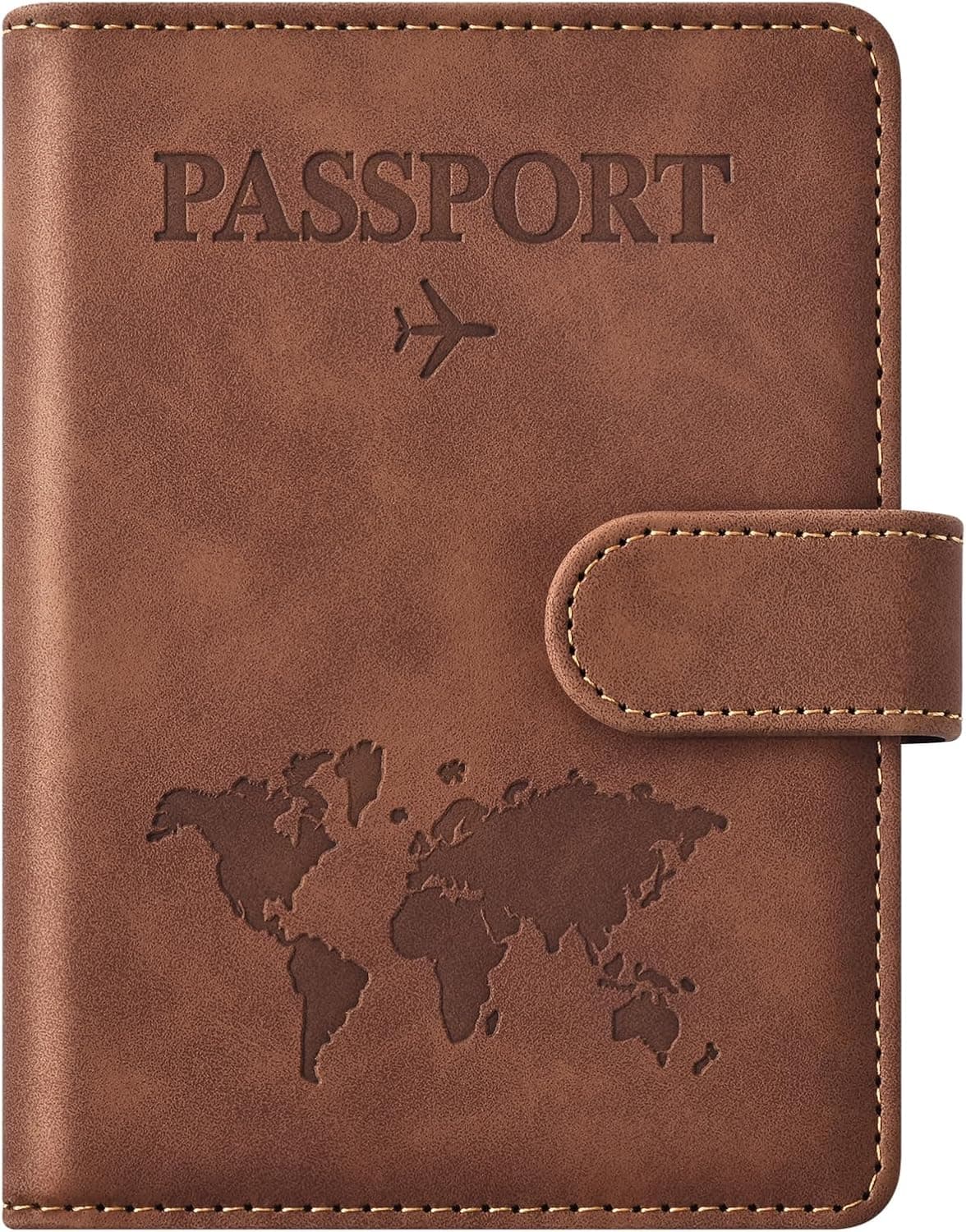 Eoehro Passport Holder for Travel Essentials, Passport Wallet Cover Case for Travel Must Haves Accessories,Passport Book Holders for Women and Men(brown) C-magnetic clasp- brown Magnetic Clasp