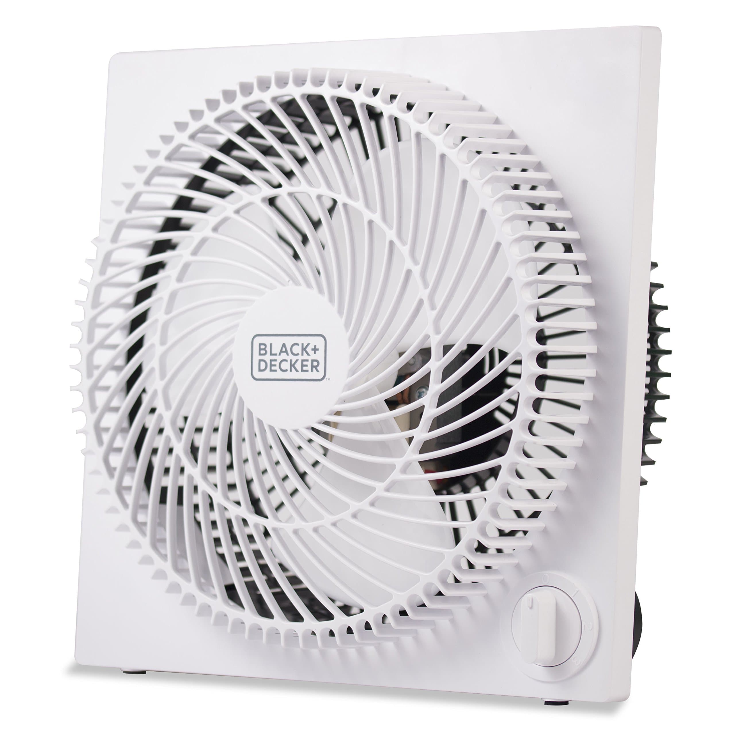BLACK+DECKER 9-Inch Frameless Box Fan, Freestanding Desk Fan with 3-Speed Settings, Portable Fan for Home Office or Garage, BFB09W, White Box Fan White
