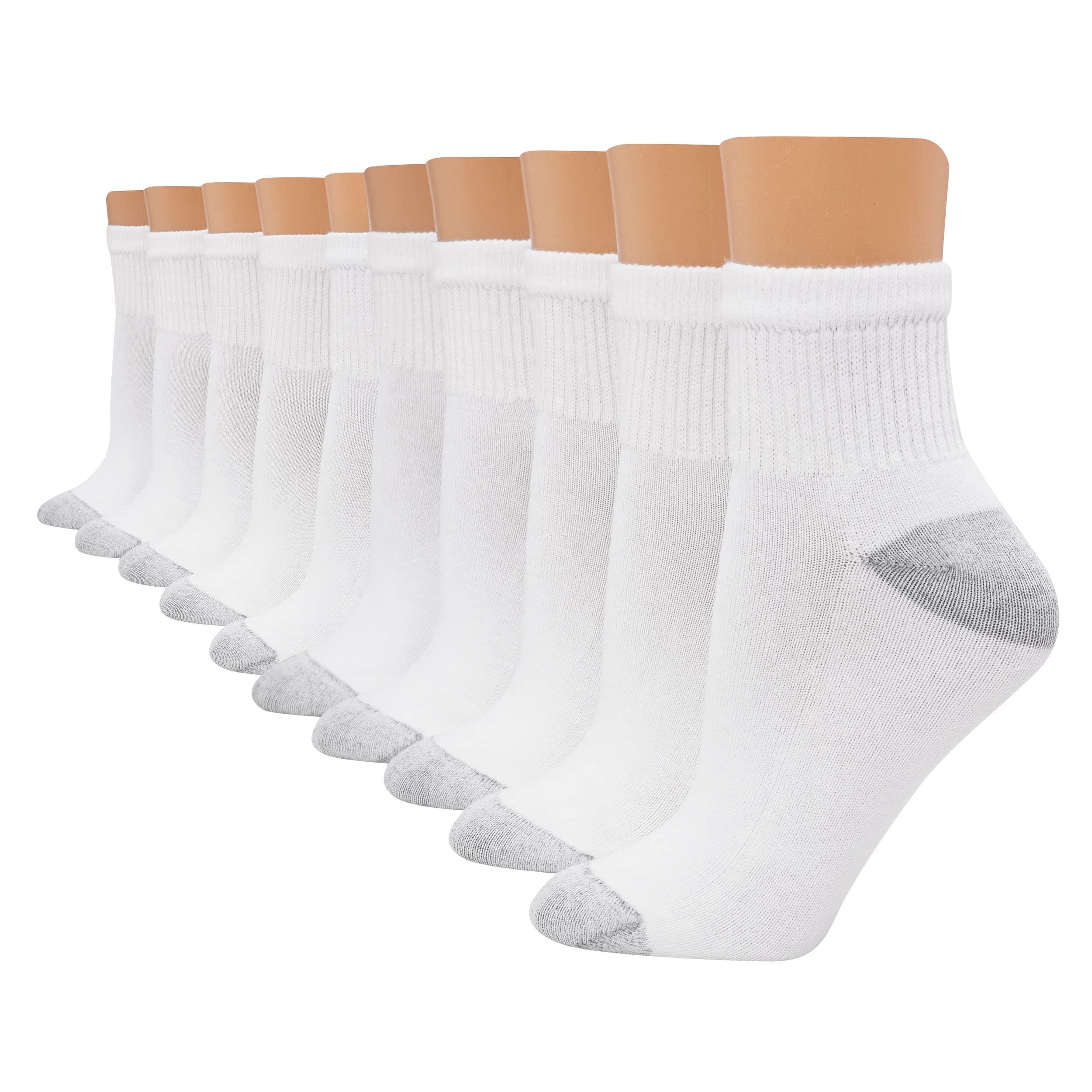 Hanes Women's Ankle, Moisture-Wicking Socks for Women, Cushioned Athletic Ankle Socks, 10-Pack 8-12 White - 10 Pack
