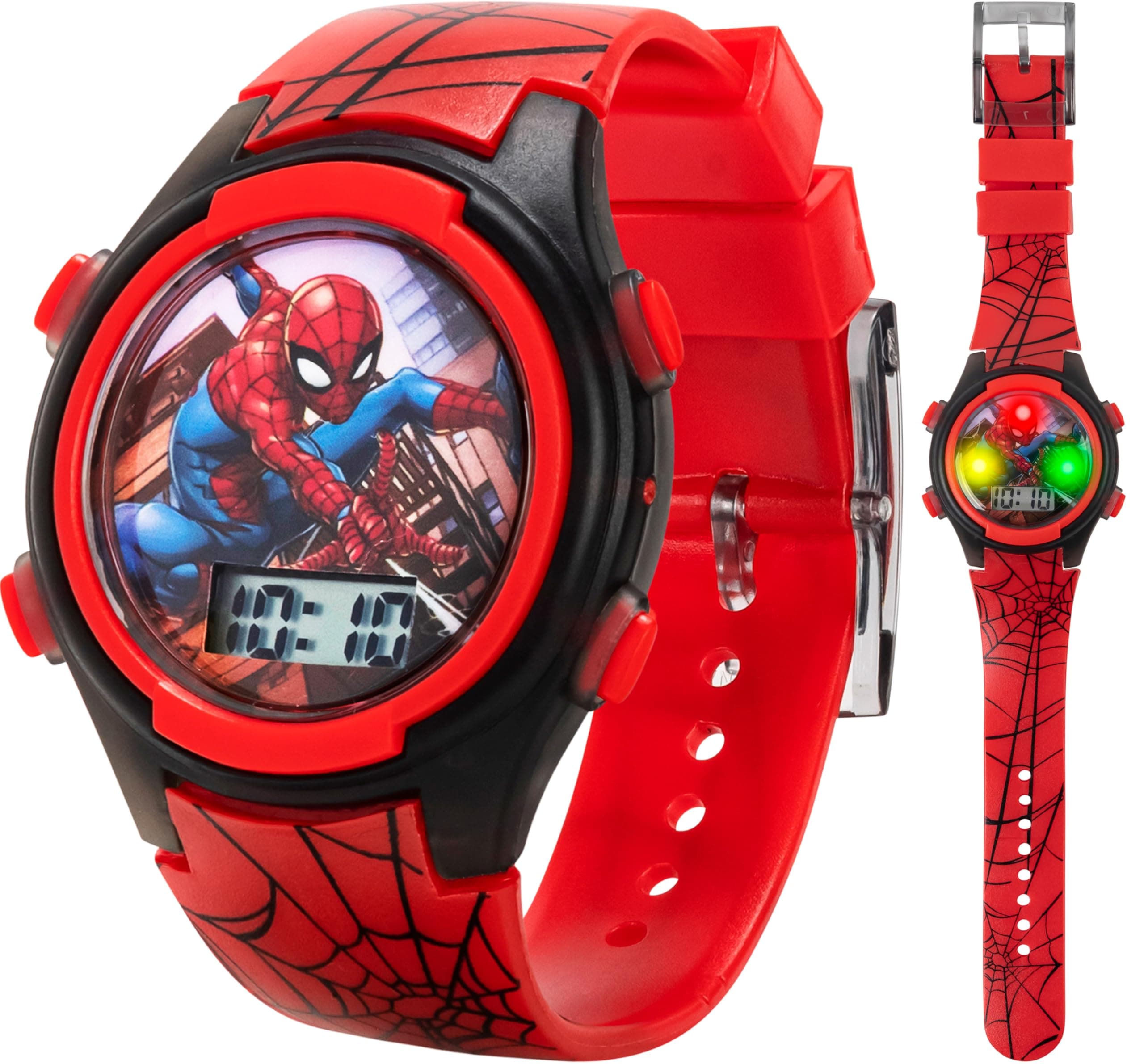 Marvel Spider-Man Kids Watches – Digital Display, Interactive Features, Adjustable Strap, Vibrant Spider-Man Graphics, Durable for Active Kids Red /Black