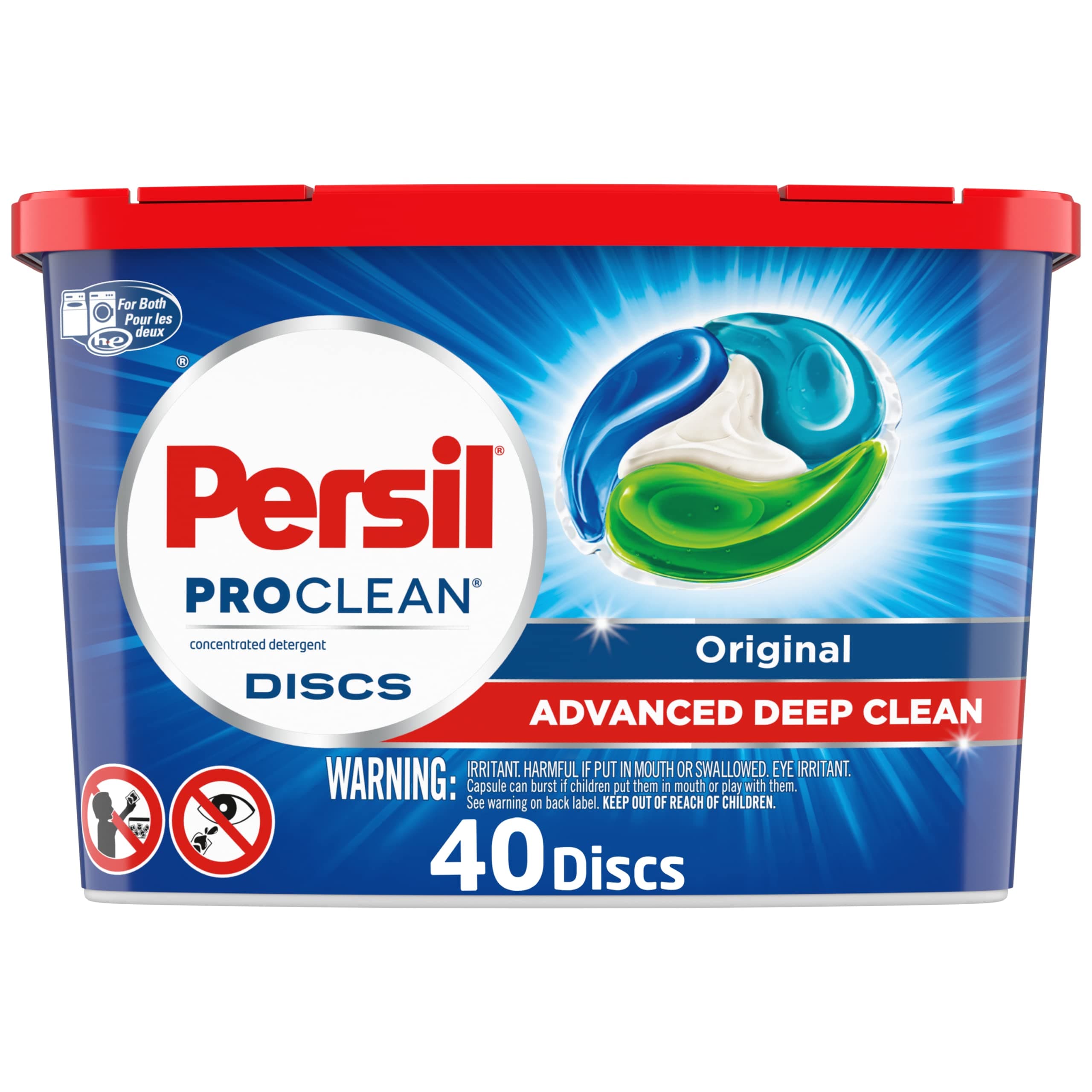 Persil Discs Laundry Detergent Pacs, Original Scent, High Efficiency (HE) Compatible, Laundry Soap, 40 Count 40 Count (Pack of 1)