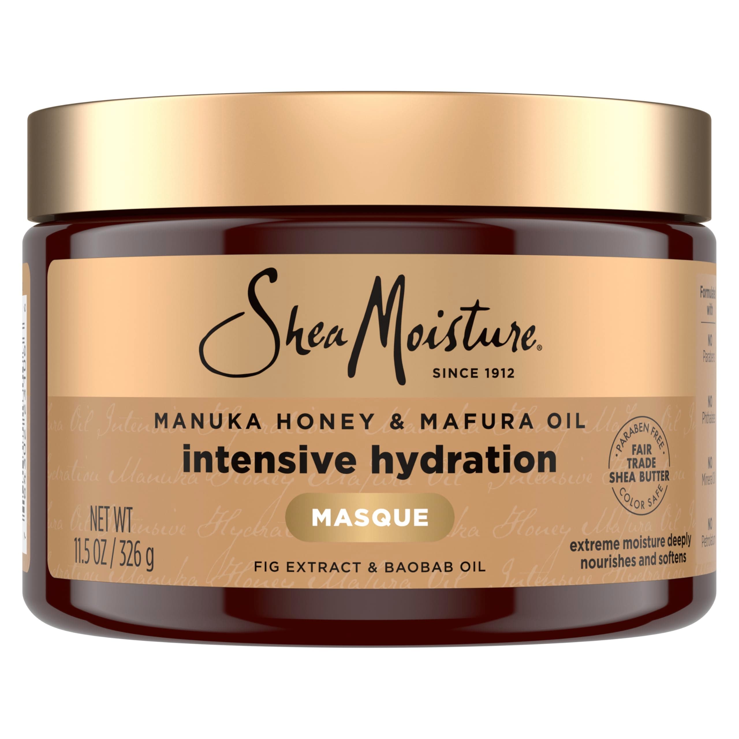 SheaMoisture Intensive Hydration Hair Masque Manuka Honey & Mafura Oil For Dry, Damaged Hair Deep Conditioning Hair Treatment 11.5 oz 11.5 Ounce (Pack of 1)