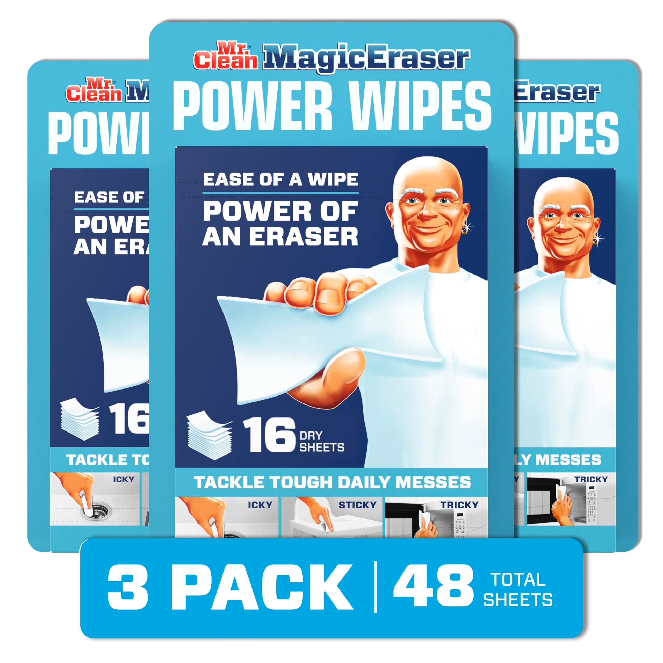 Mr. Clean Magic Eraser Cleaning Wipes For Kitchen, Bathroom, and Shower Cleaner, 48 Magic Eraser Sheets Total Newer Version