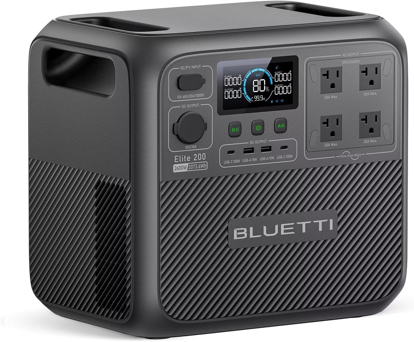 BLUETTI Elite 200 V2 Portable Power Station, 2073.6Wh LFP Battery Backup w/ 4 2600W AC Outlets (3900W Power Lifting), 17-Year Lifespan, Solar Generator for Camping, Off-grid BLUETTI Elite 200 V2