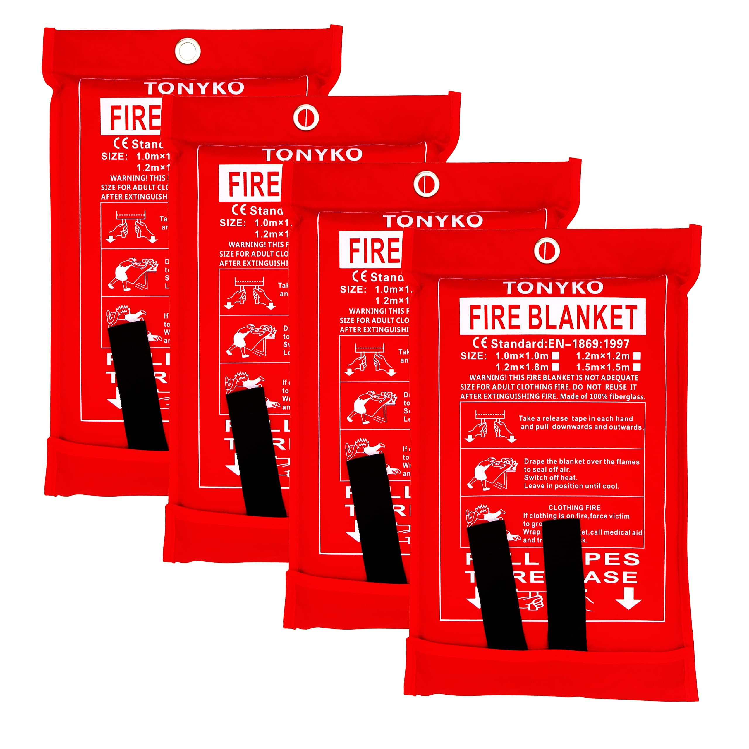 TONYKO Emergency Fire Blankets, Flame Retardant Protection and Heat Insulation Designed for Kitchen,Fireplace,Grill,Car,Camping White(4pack)