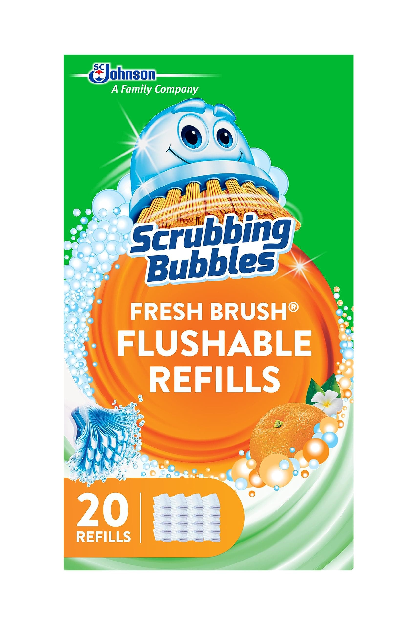 Scrubbing Bubbles Flushable Toilet Bowl Wand Cleaner Refills, Fresh Brush Cleaner Toilet Refill Pads, Removes Limescale & Odors, Citrus Scent, 20 Count (Pack of 1) 20 Count (Pack of 1) Refill