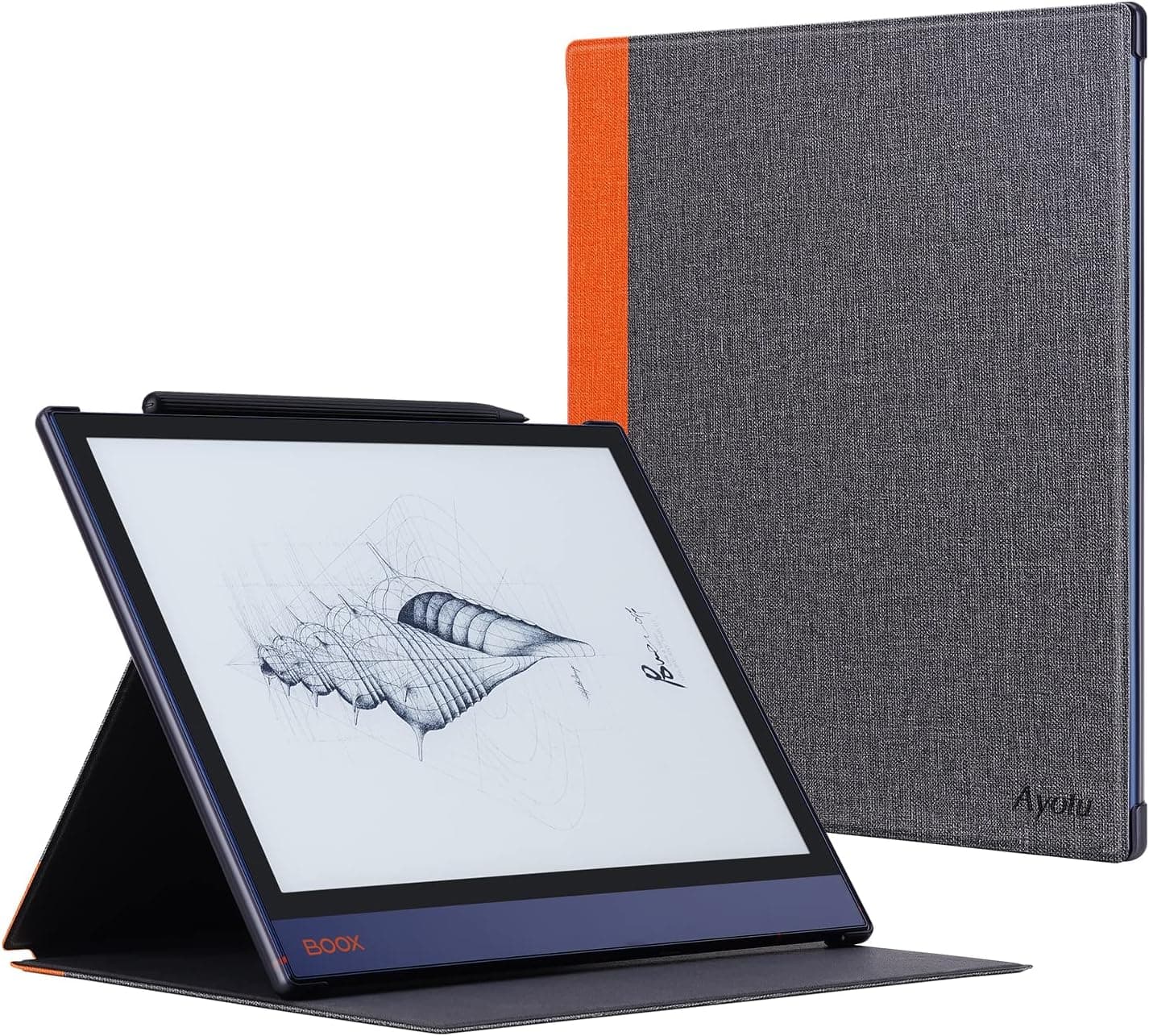 Ayotu Case for Onyx BOOX Note Air 1/Note Air 2/Air 2 Plus 10.3'' Paper Tablet, Auto Sleep/Wake, Durable Fabric Folio Cover with Foldable Stand, Orange & Grey (NOT Fit BOOX Note Air 3C) A-Orange & Grey