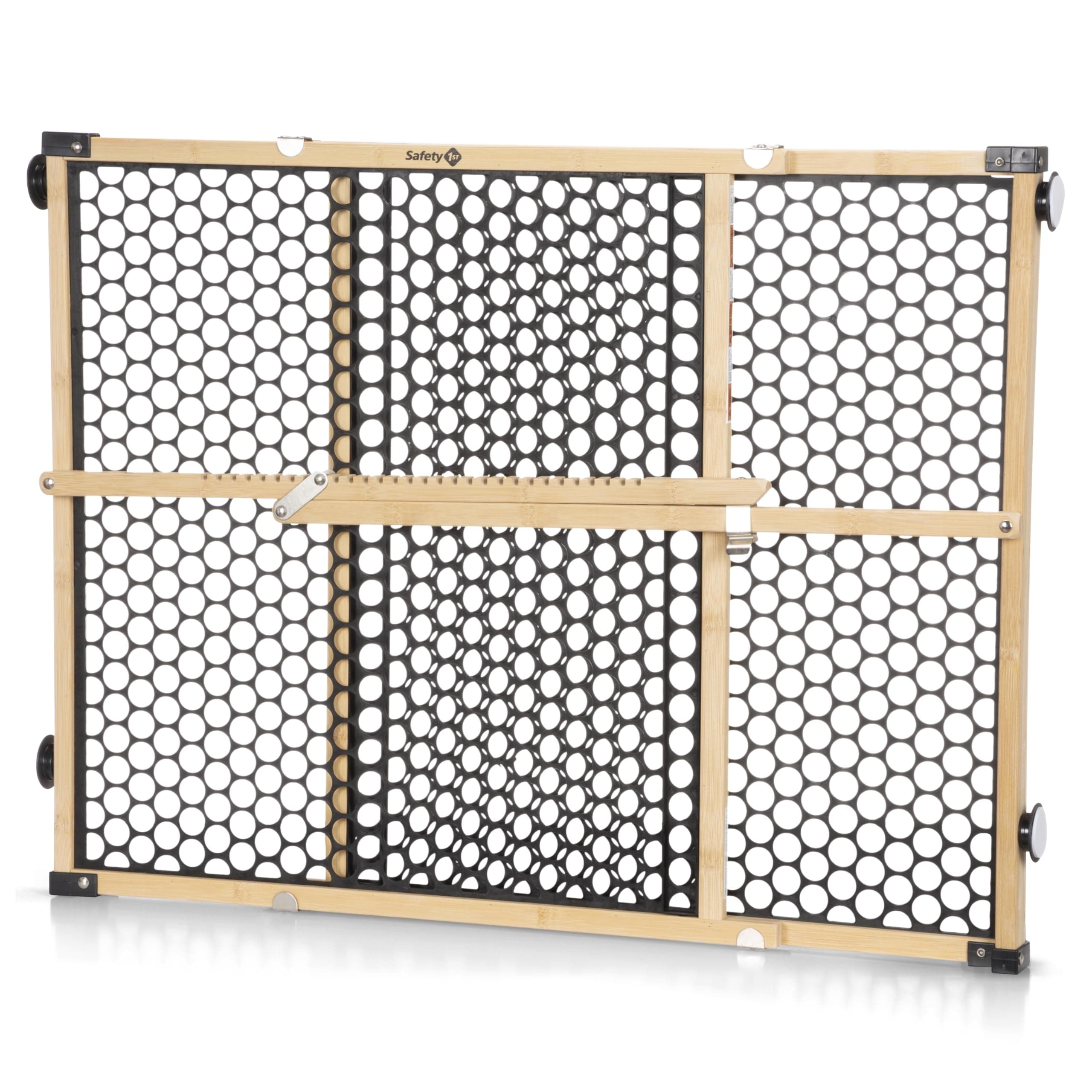 Safety 1st Bamboo Baby Gate for Doorways, No Drill Gate with Door, Dog Gates, Fits 28"-42", 24" High, Bamboo and Black Bamboo Gate