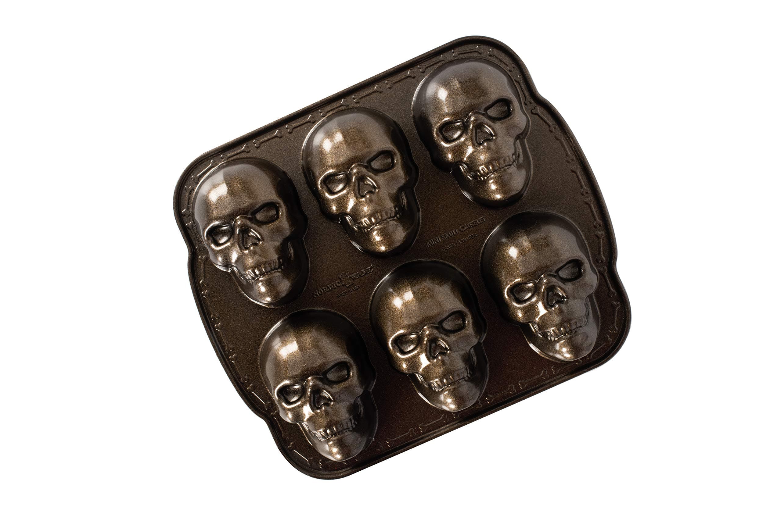 Nordic Ware Halloween Bakeware, Haunted Skull Cakelet Pan, Bronze Nordic Ware Haunted Skull Cakelet Pan Haunted Skull Cakelet Pan