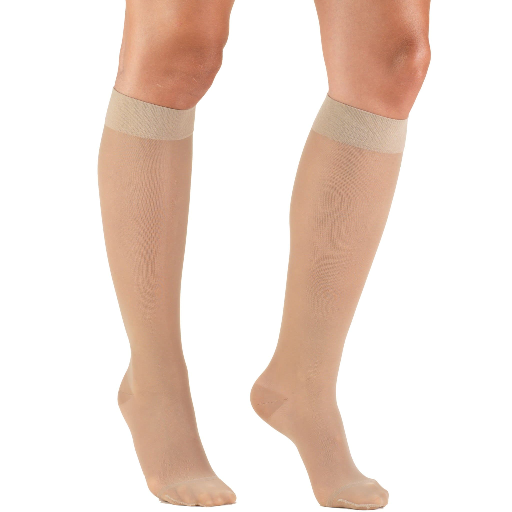 Truform Sheer Compression Stockings, 15-20 mmHg, Women's Knee High Length, 20 Denier, Nude, Medium Nude Medium (1 Pair)