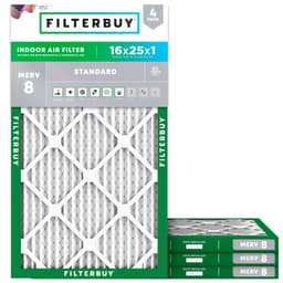 Filterbuy 16x25x1 Air Filter MERV 8 (MPR 700) Dust Defense Replacement (4-Pack), Electrostatic Pleated HVAC AC Furnace Filters, Made in USA (Actual Size: 15.50 x 24.50 x 0.75)