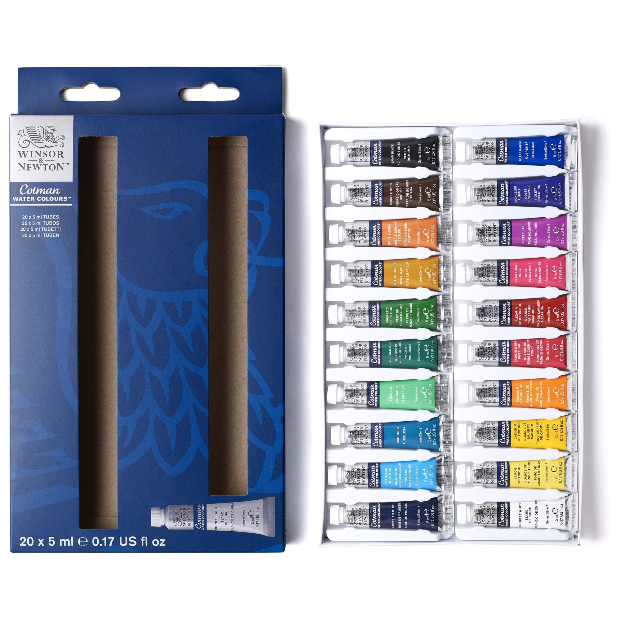 Winsor & Newton Cotman Watercolor Paint Set, 20 Colors, 5ml (0.17-oz) Tubes 20 Tube Set 5ml