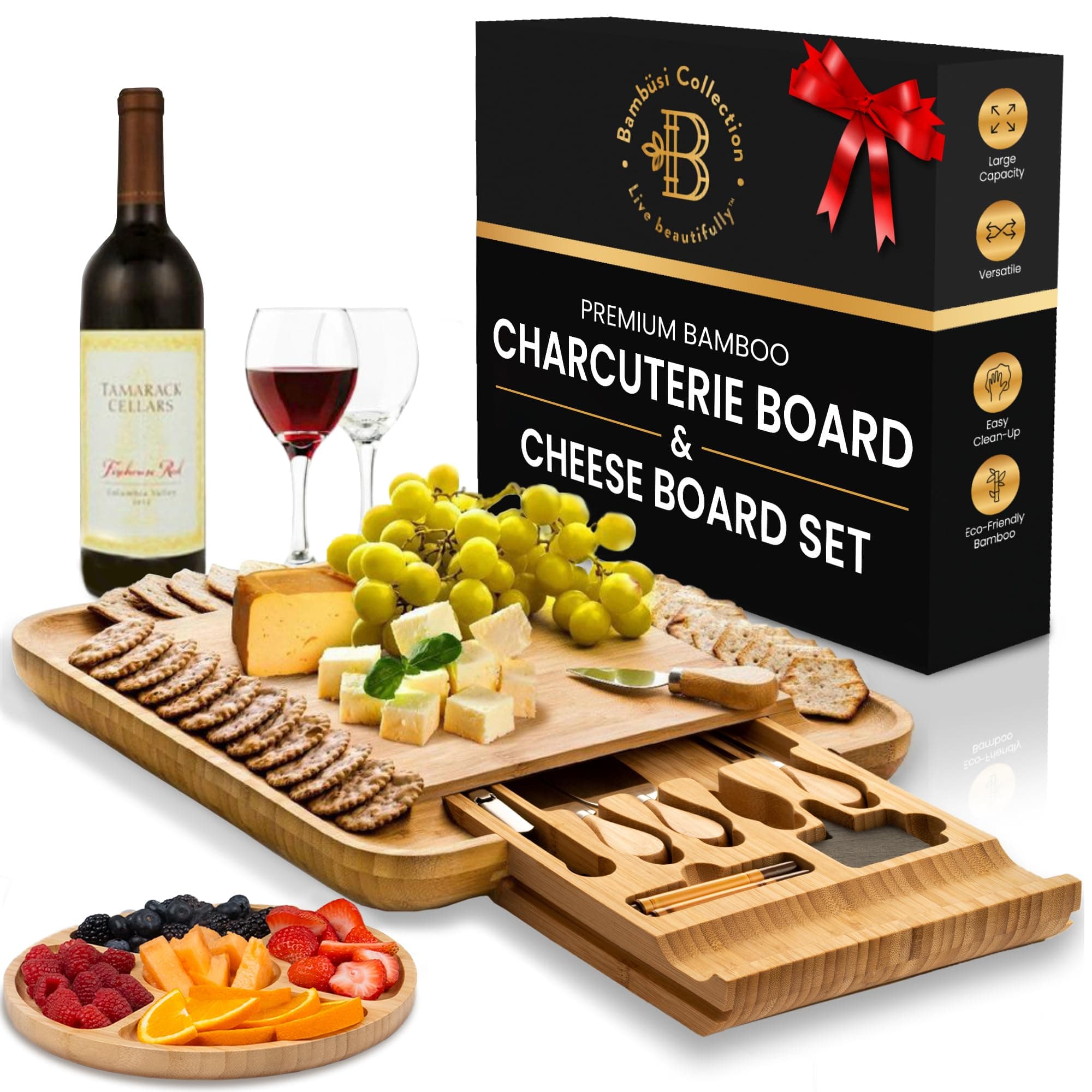 Charcuterie Board Gift Set - Bamboo Cheese Board and Knife Set - Housewarming Gifts for New Home, Wedding Gifts for Couples 2025, Bridal Shower Gifts, Birthday Gifts for Women Charcuterie Board Set