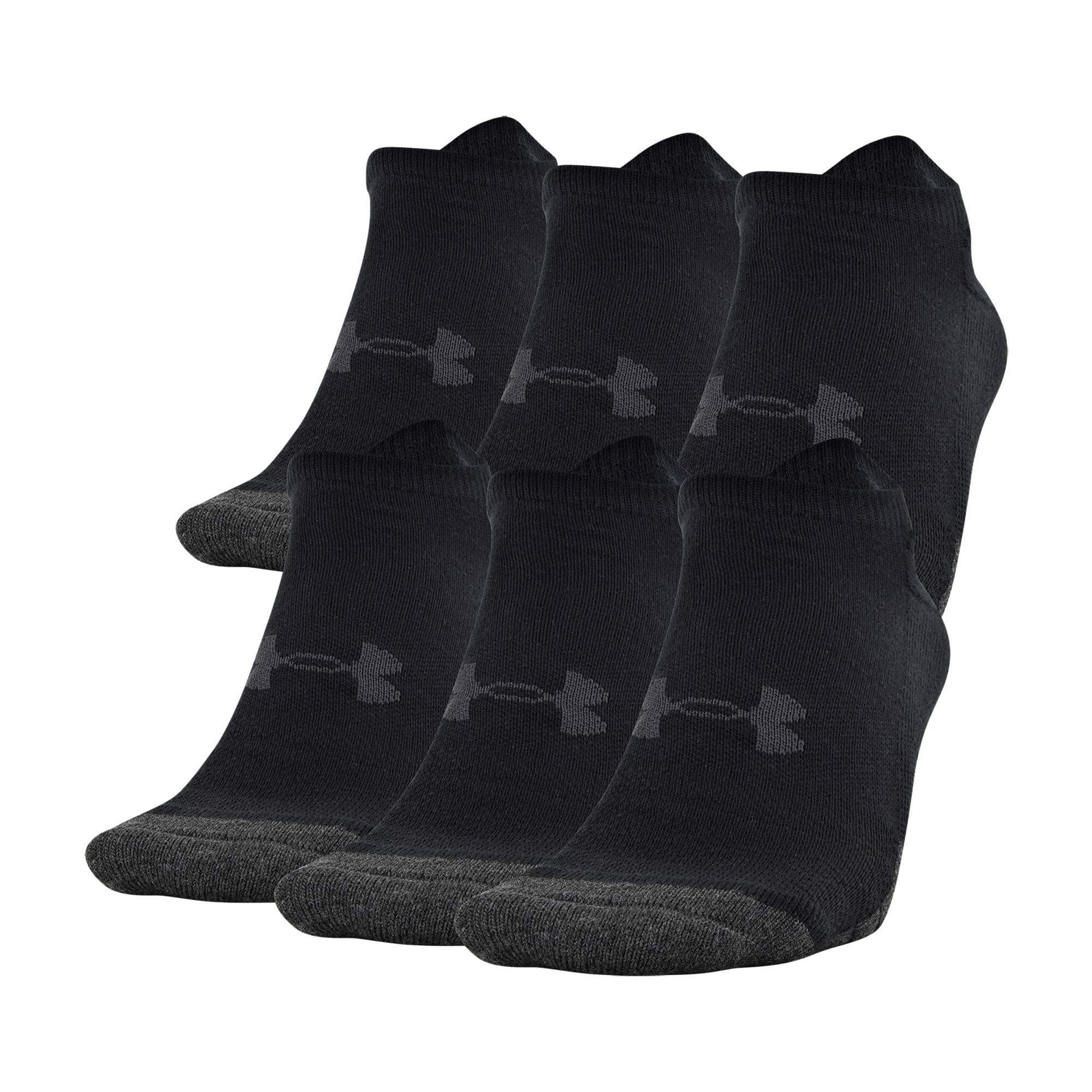 Under Armour Performance Tech No Show Socks, Multipairs 6 Black (6-pairs) Large