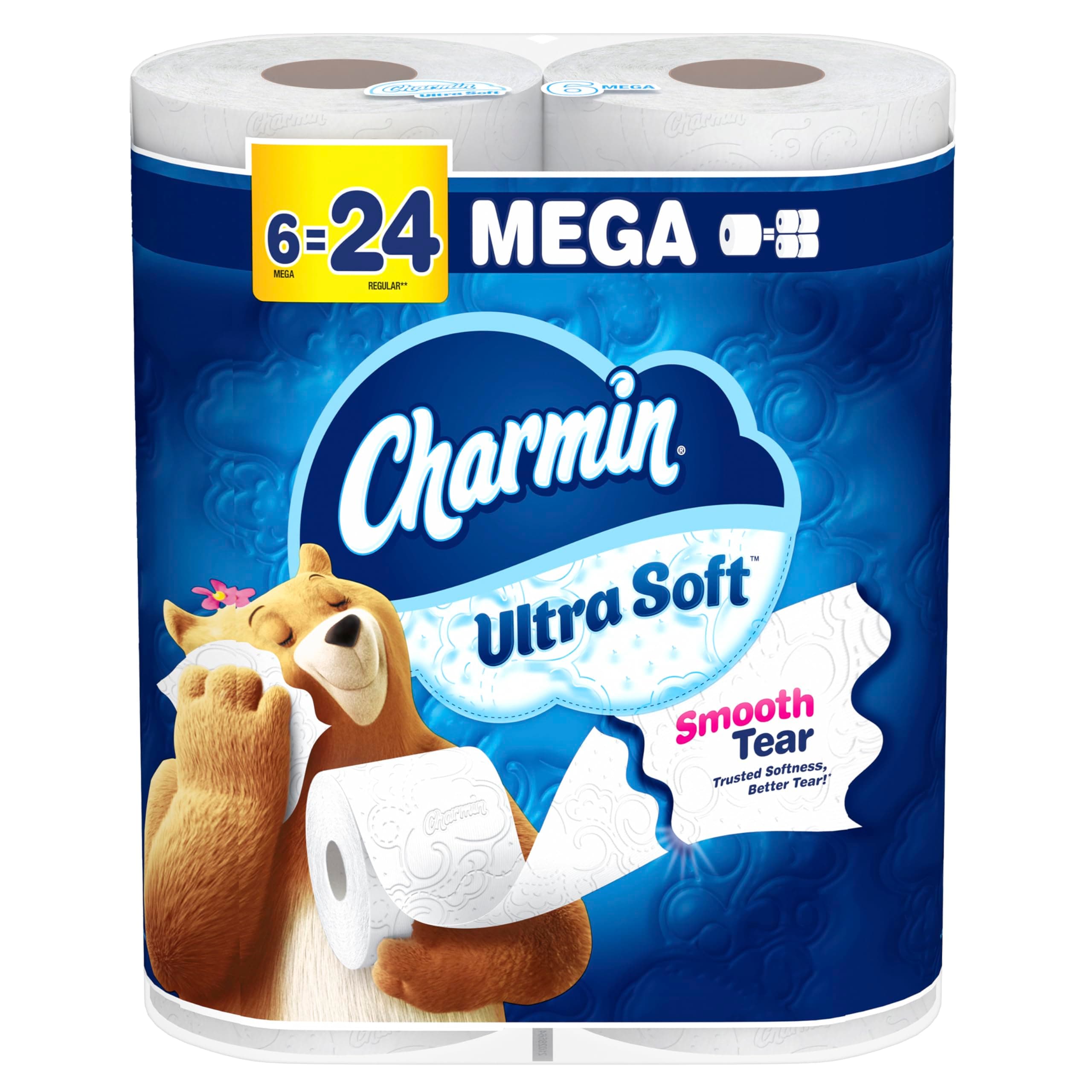 Charmin Ultra Soft Toilet Paper 6 Mega Rolls = 24 Regular Rolls Mega 224 sheet (Pack of 6)