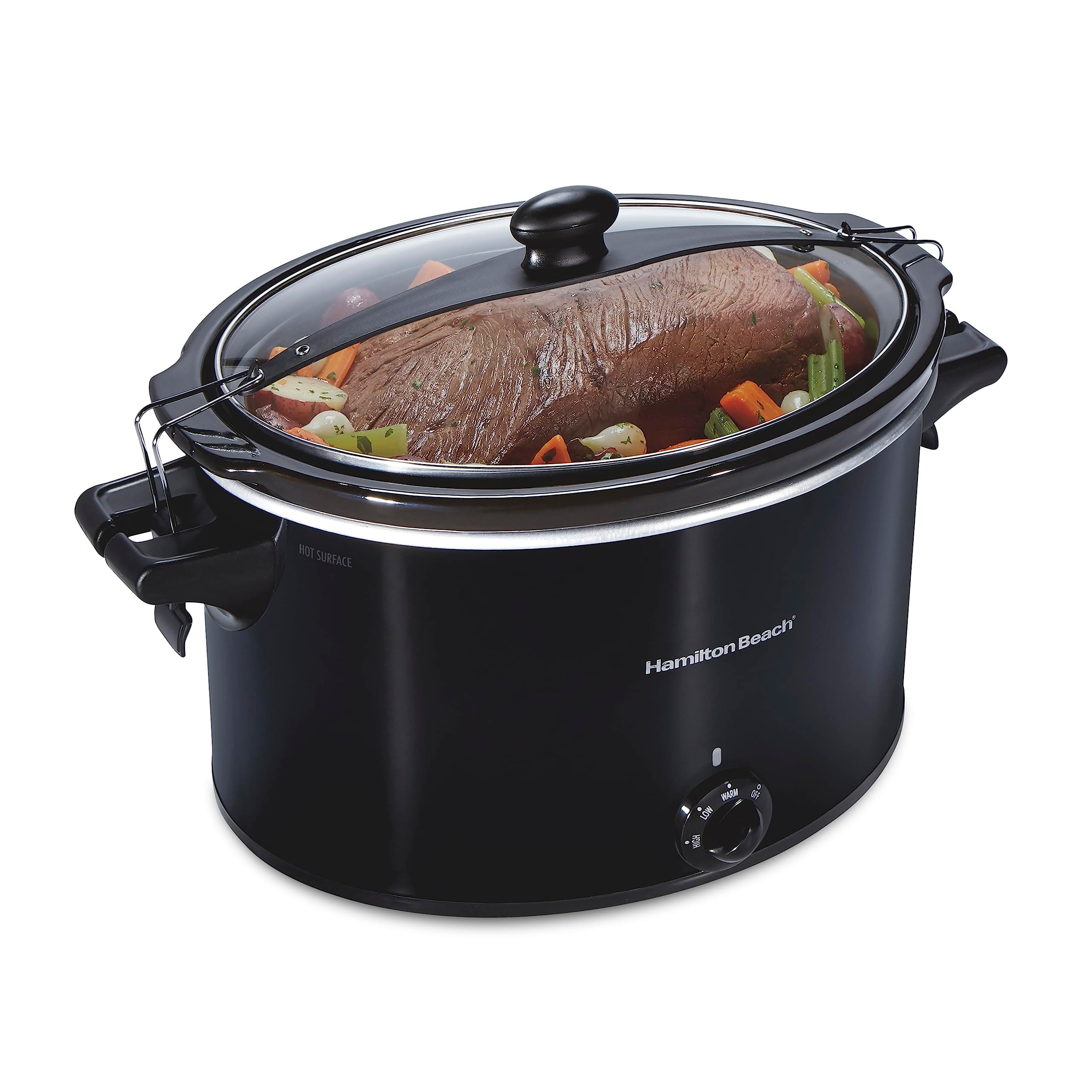 Hamilton Beach Slow Cooker, Extra Large 10 Quart, Stay or Go Portable With Lid Lock, Dishwasher Safe Crock, Black (33195) Black 10 Quarts