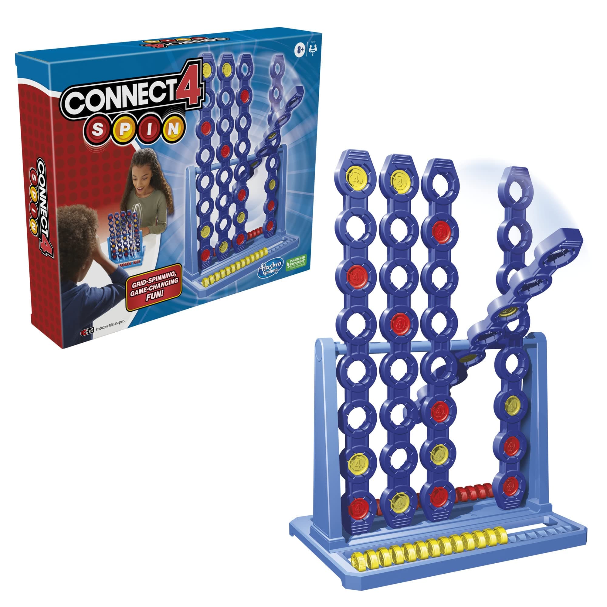 Hasbro Gaming Connect 4 Spin Game, Features Spinning Connect 4 Grid, 2 Player Board Games for Family and Kids, Strategy Board Games, Ages 8 and Up 2.5 x 12.5 x 10.5 inches