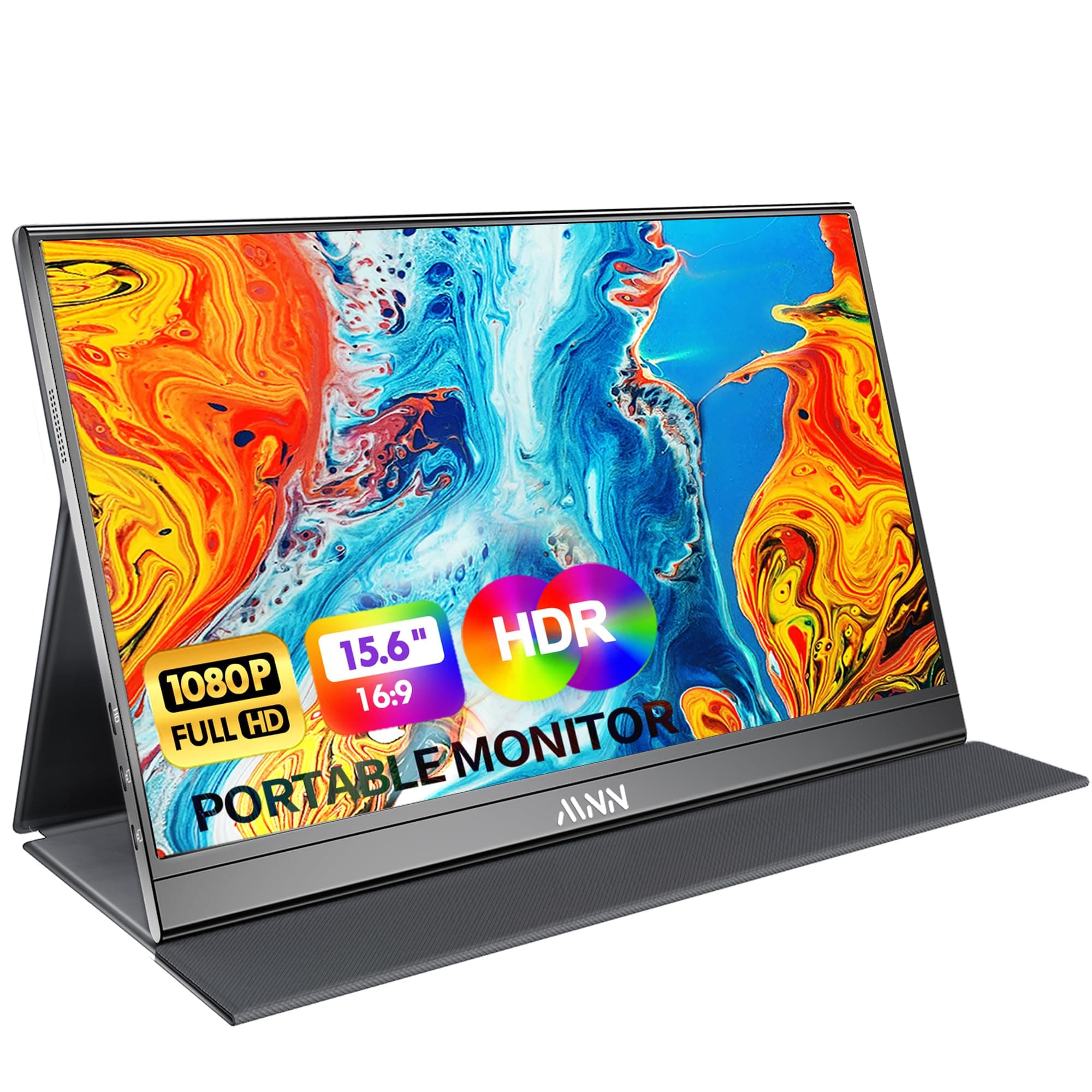 MNN Portable Monitor 15.6inch FHD 1080P USB C HDMI Gaming Ultra-Slim IPS Display w/Smart Cover & Speakers,HDR Plug&Play, External Monitor for Laptop PC Phone Mac (15.6'' 1080P) 15.6" 1080P