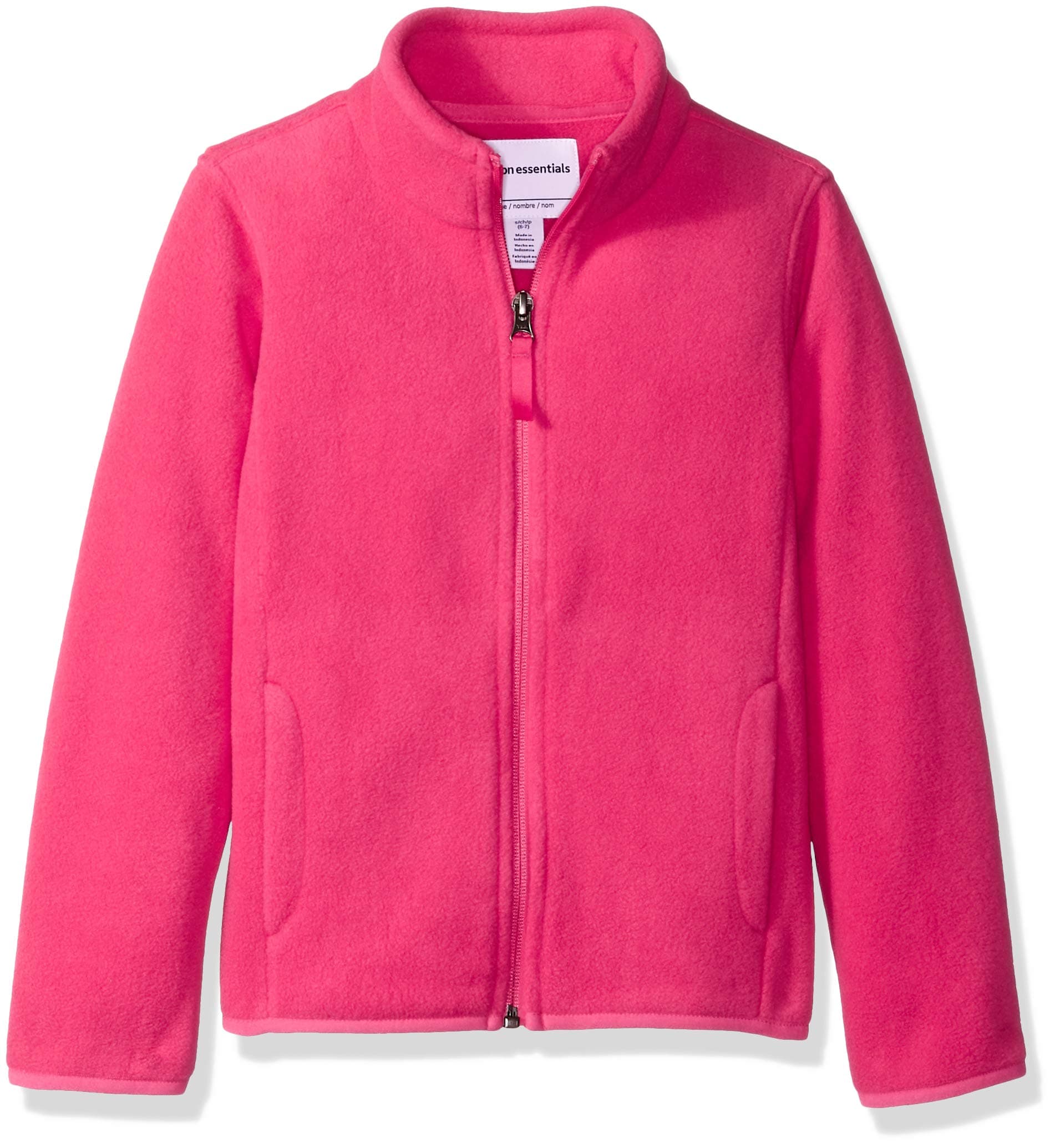 Amazon Essentials Girls and Toddlers' Polar Fleece Full-Zip Mock Jacket Recycled Polyester Pink Small
