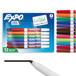 EXPO Dry Erase Markers, Low Odor Ink, Assorted Colors, Fine Tip, 12 Count - Whiteboard, Calendar, Organization, Essential Supplies for Office, School, Classroom, Teachers 12 Count Assorted