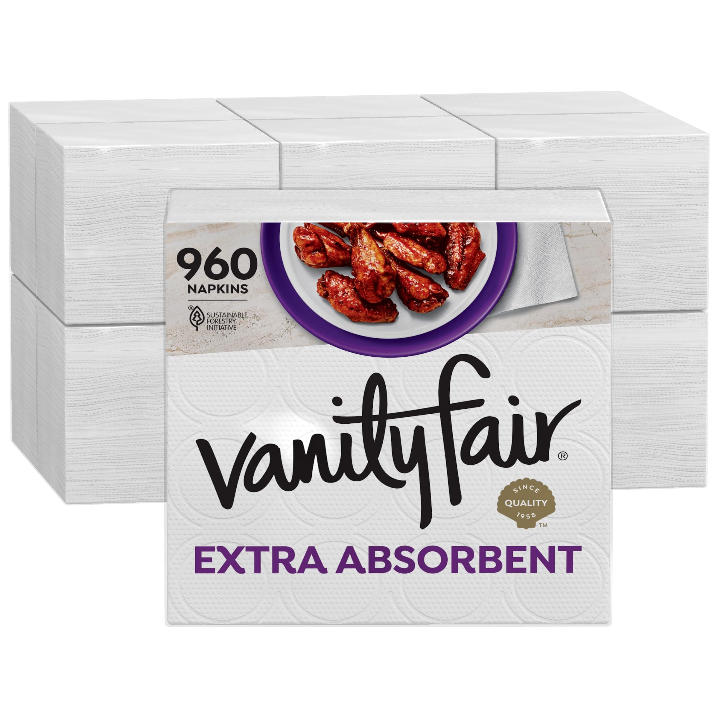 Vanity Fair Extra Absorbent Premium Paper Napkins, 960 Count, Disposable Napkins Made Soft and Strong for Messy Meals and Everyday Use 960 Count (Pack of 1)