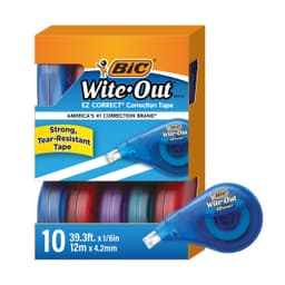 BIC Wite-Out EZ Correct Tear-Resistant Correction Tape with 39.3 ft of Tape, 10-Count Pack in White