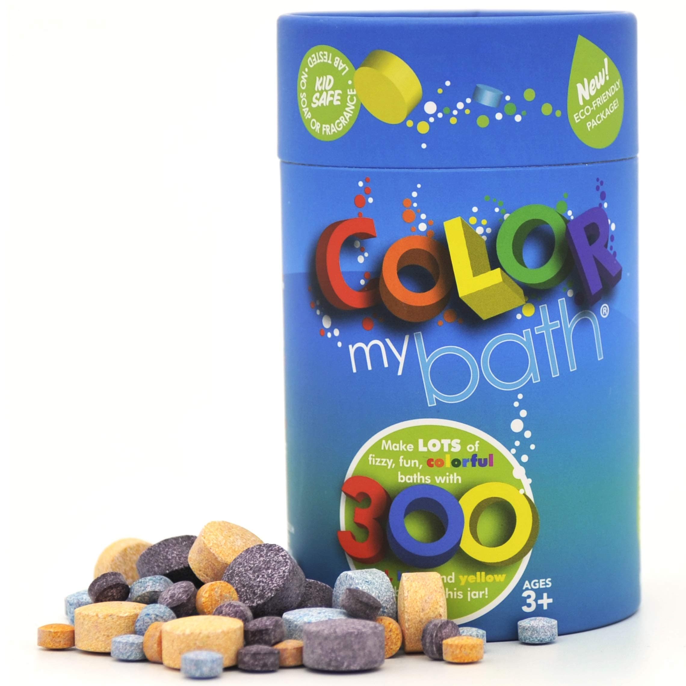 Color MyBath – Bath Color Tablets for Kids, 300 Count Jar – Color Changing, Non-Toxic, Non-Staining, Fragrance-Free – Mix Your Own Rainbow, Fun & Educational – Made in USA (1-Pack) 1 Count (Pack of 1)